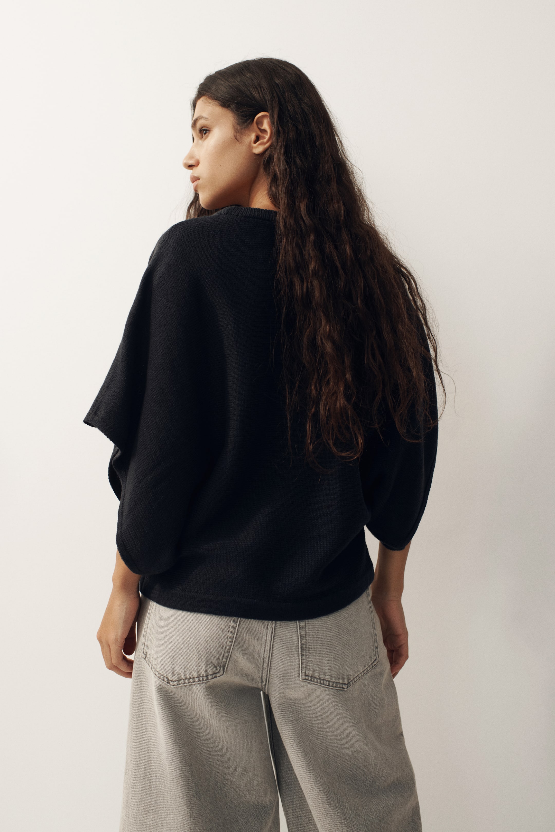 Batwing-Sleeved Knit Top