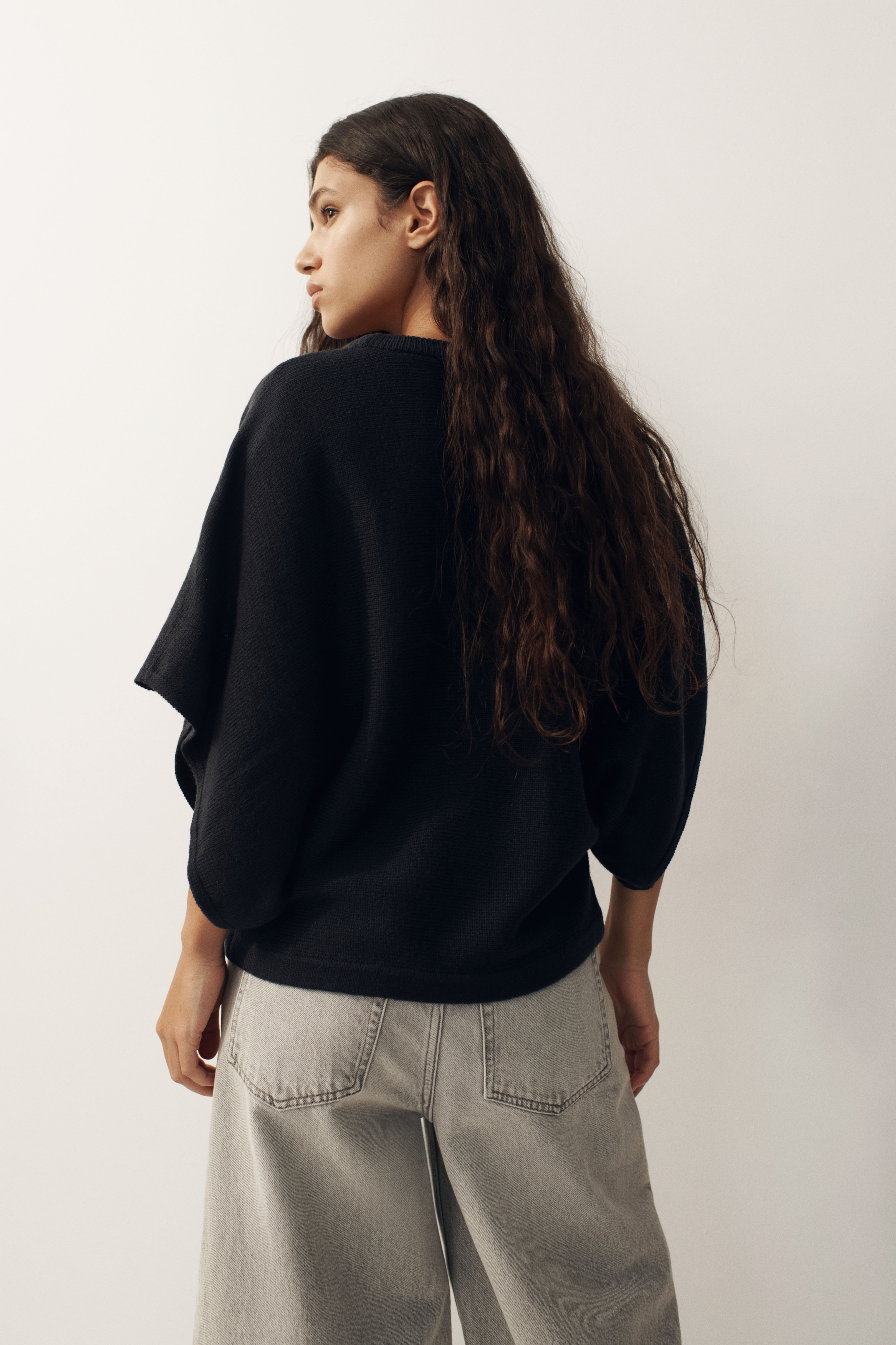 Batwing-Sleeved Knit Top