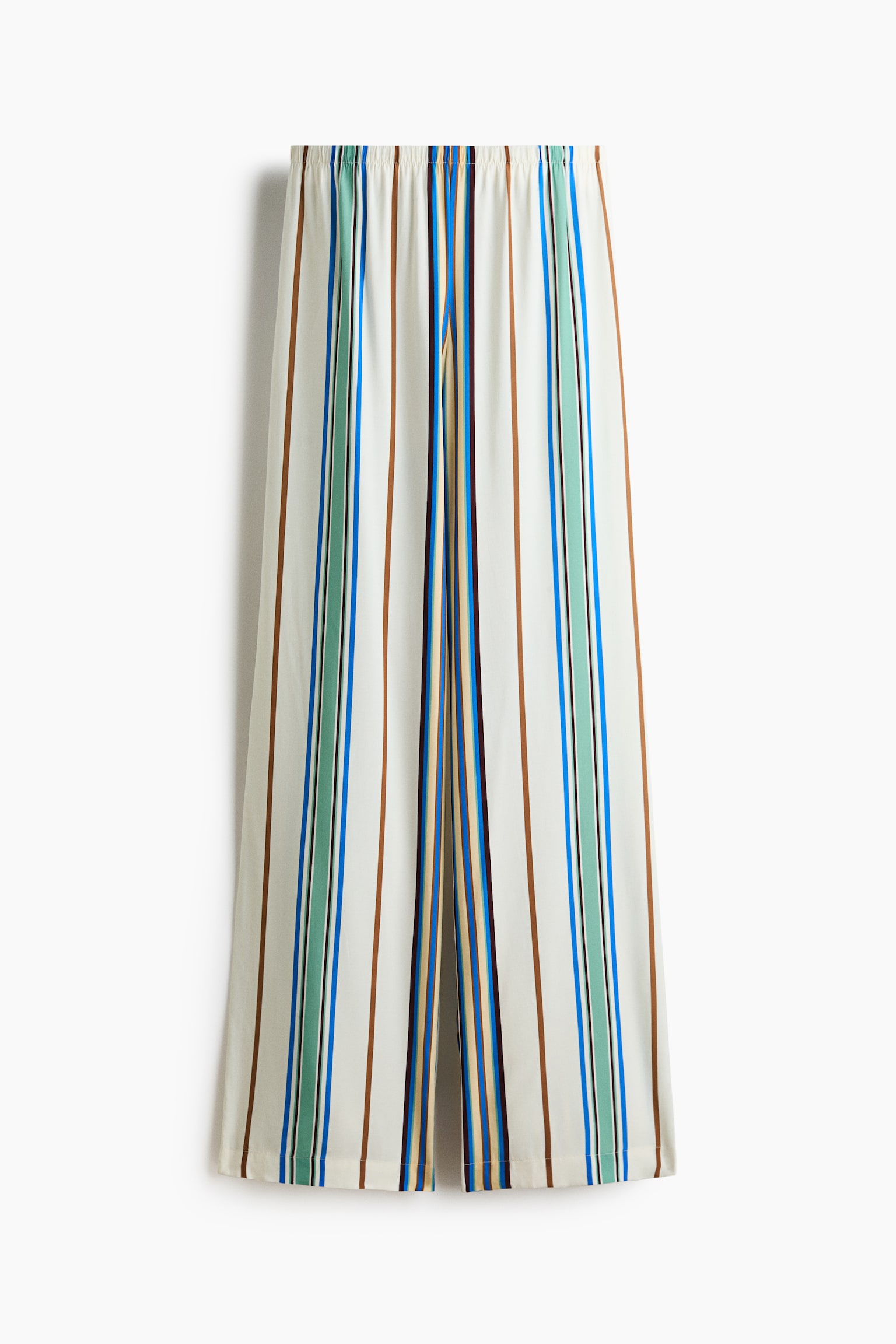 Viscose pull-on trousers - Cream/Striped