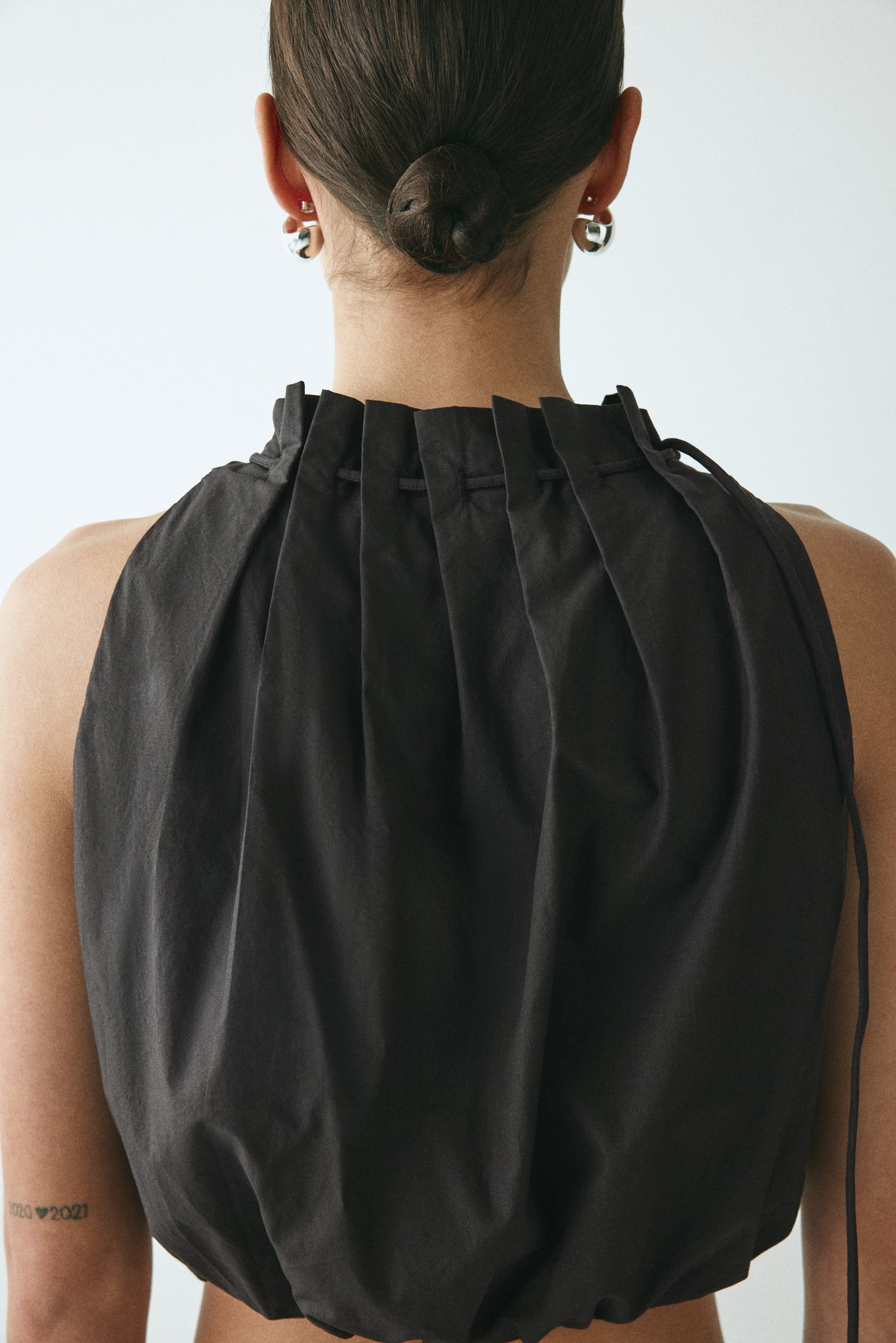 Women's Dark gray Drawstring-Detail Poplin Top | H&M CA
