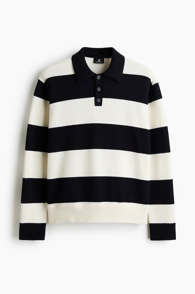 Relaxed-Fit Polo Shirt - Dark blue/striped - 1