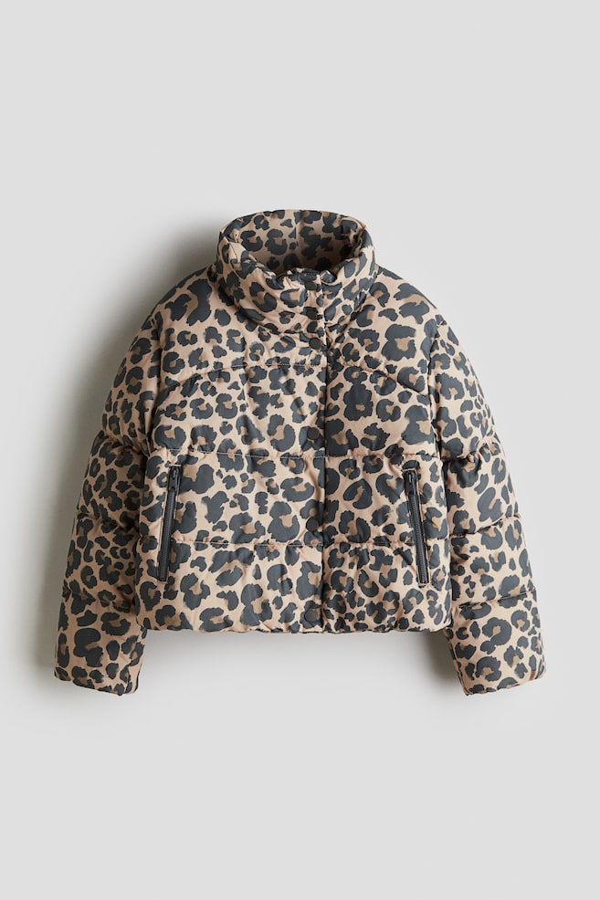 Printed puffer jacket - Beige/Leopard print - 1