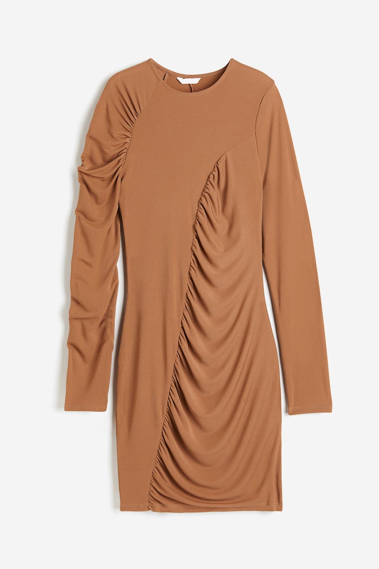 Women's Brown Draped Jersey Dress | H&M US