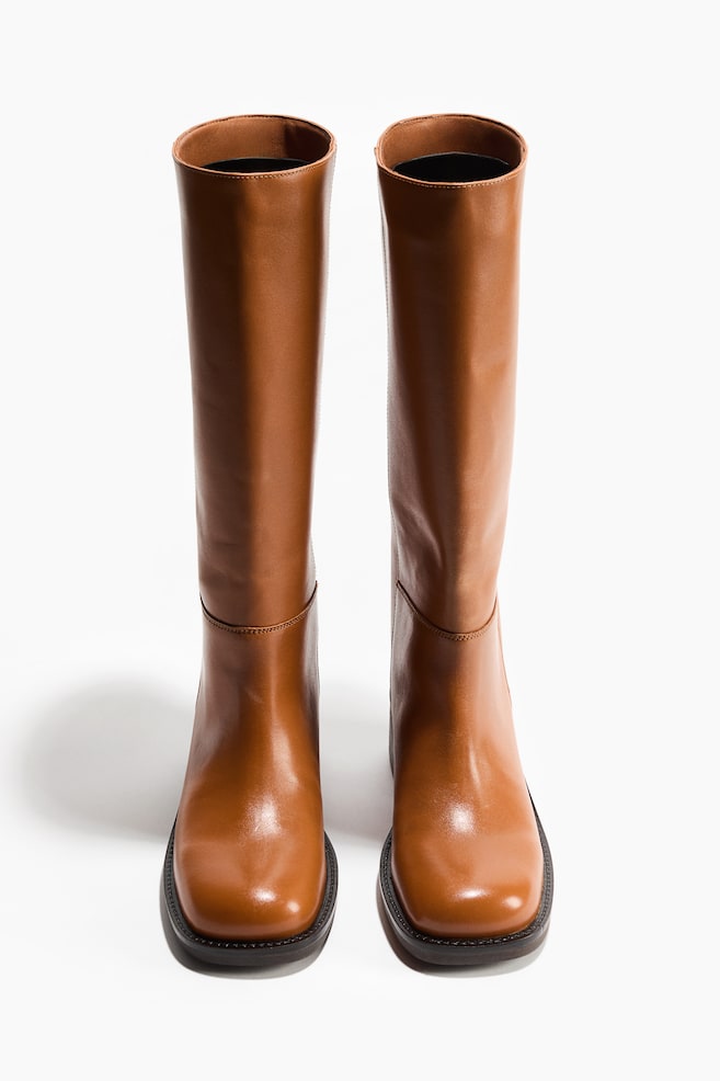 Leather Boots - Dark beige - 5