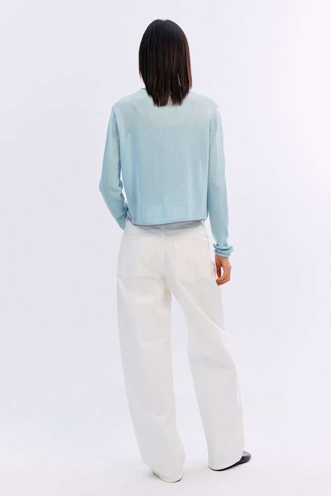 Fine-knit cardigan-Turquoise - 6