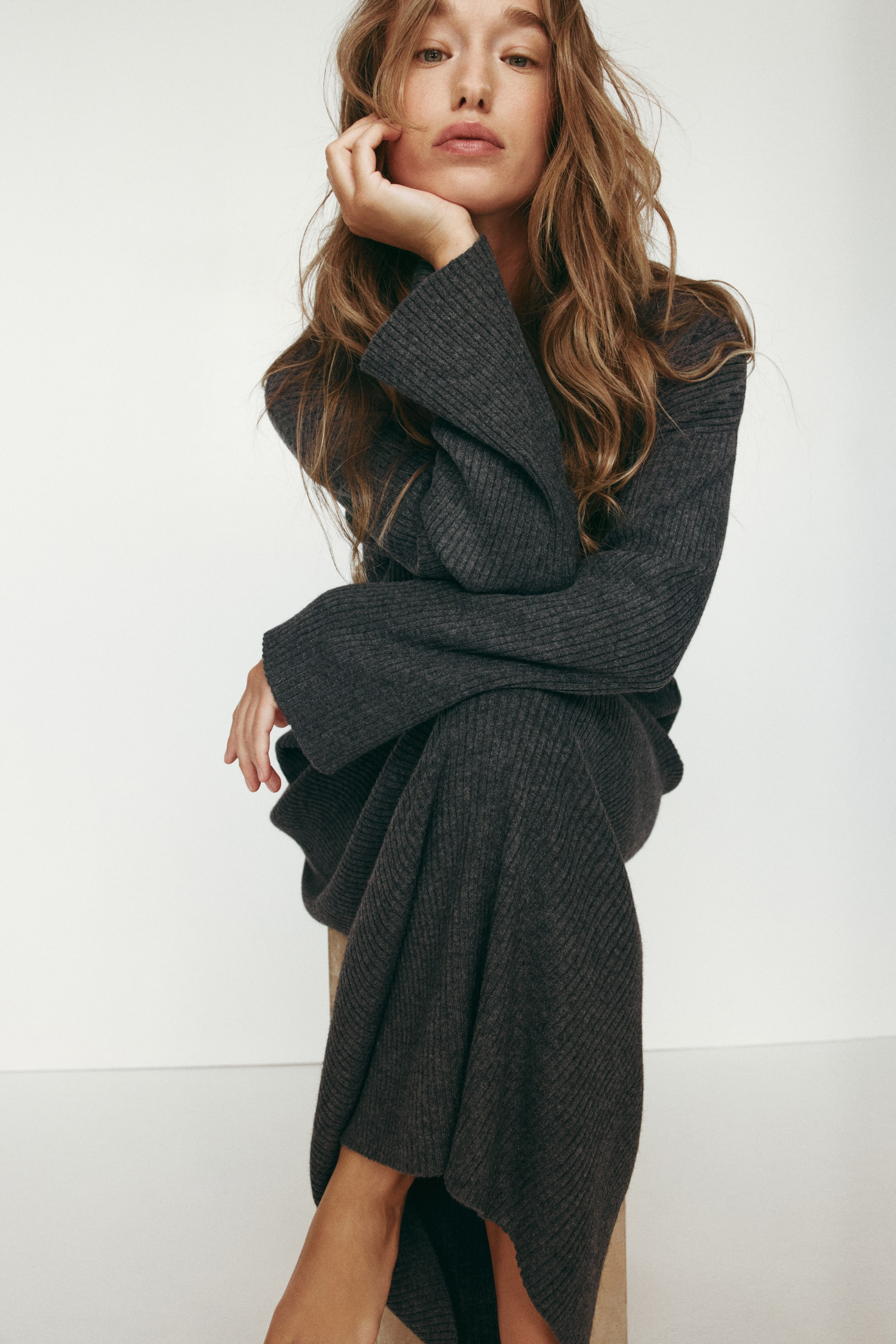View larger image: Rib-knit dress - Dark grey marl - Ladies | H&M 1