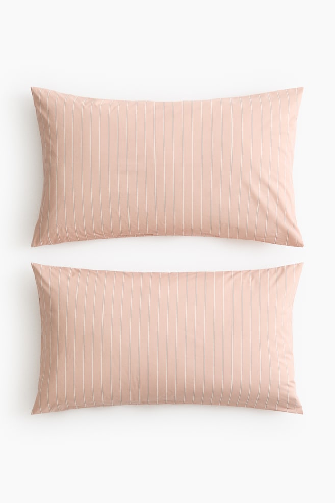 2-Pack Striped Pillowcases - Dusty pink/striped/Light beige/Dusty blue/striped/Light dusty green/striped - 1