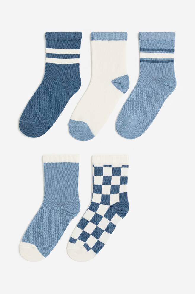 5-pack socks - Blue/Chequered/Dark blue/Planets/Light grey marl/Dark blue/Light green/Sunbursts