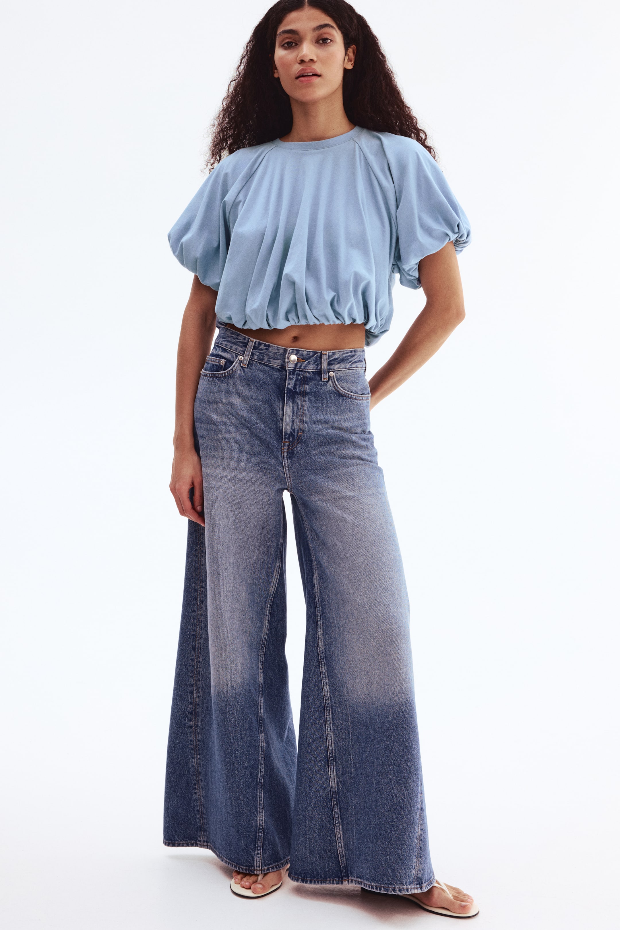 Bubble-Hem Cotton Top
