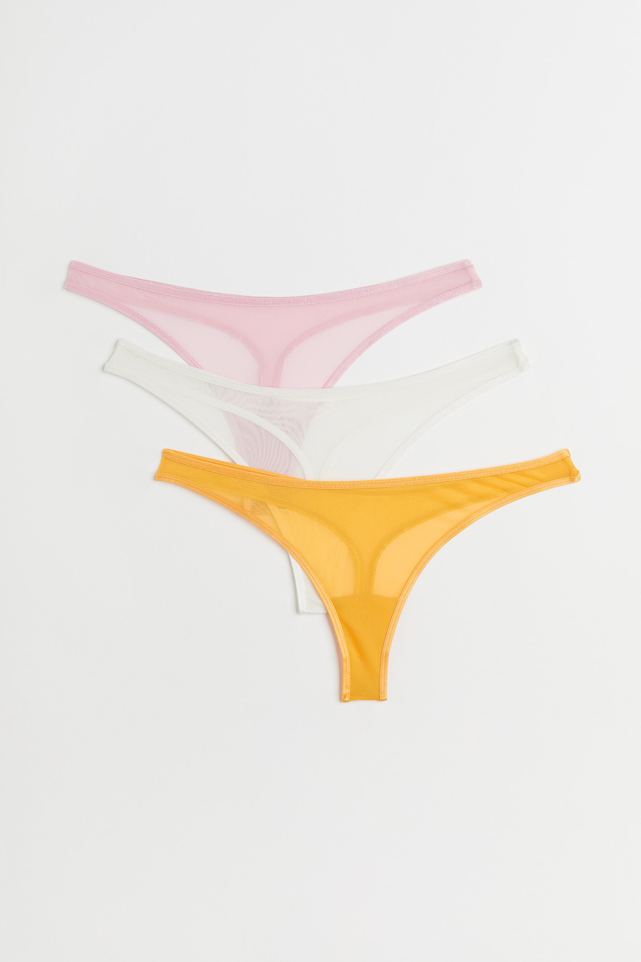 View larger image: 3-pack mesh thong briefs - Orange/Light pink/White - Ladies | H&M 1