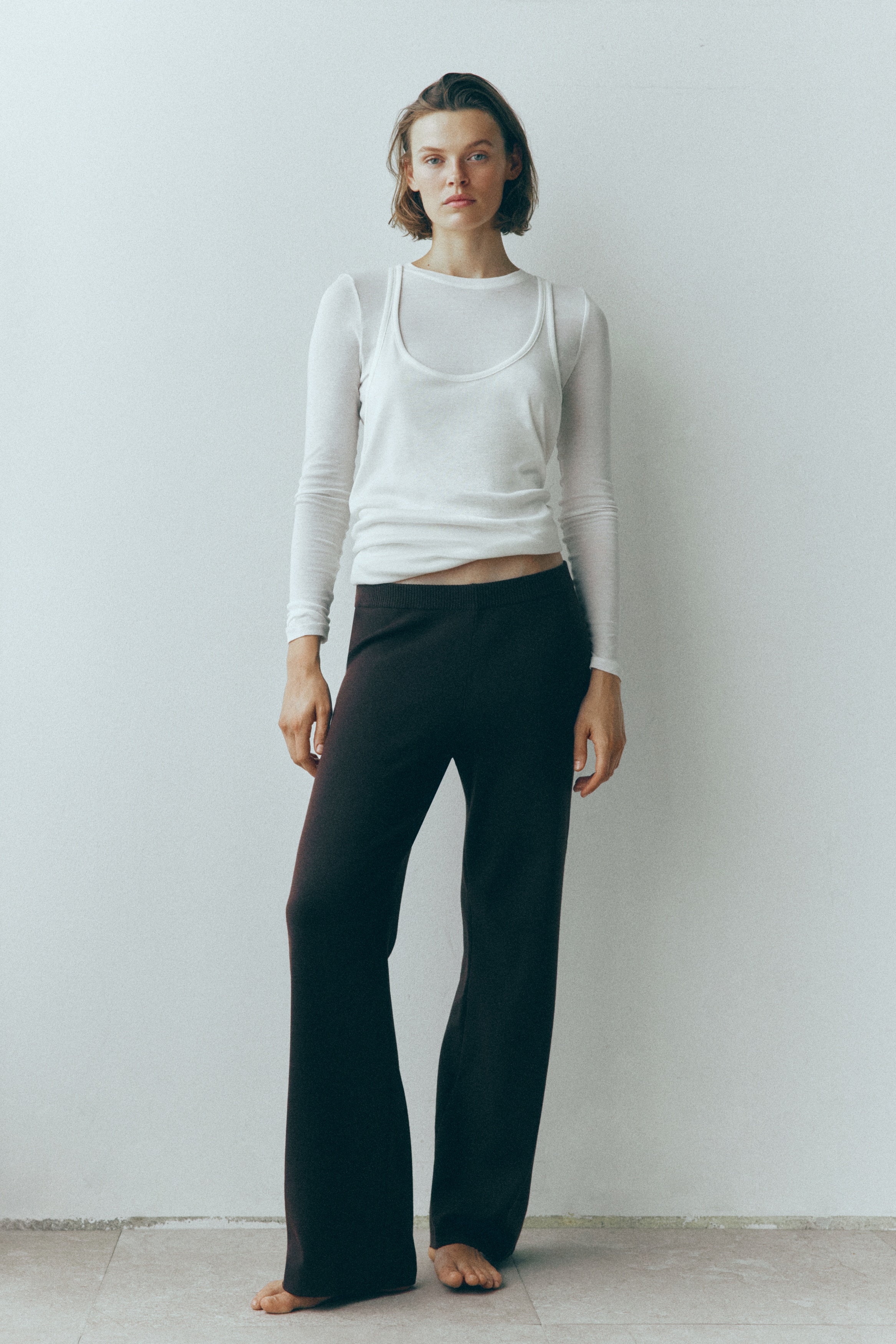 Pantaloni in maglia fine - Marrone scuro/Nero/Beige chiaro mélange/Talpa scuro/Blu navy/Crema/Grigio scuro mélange