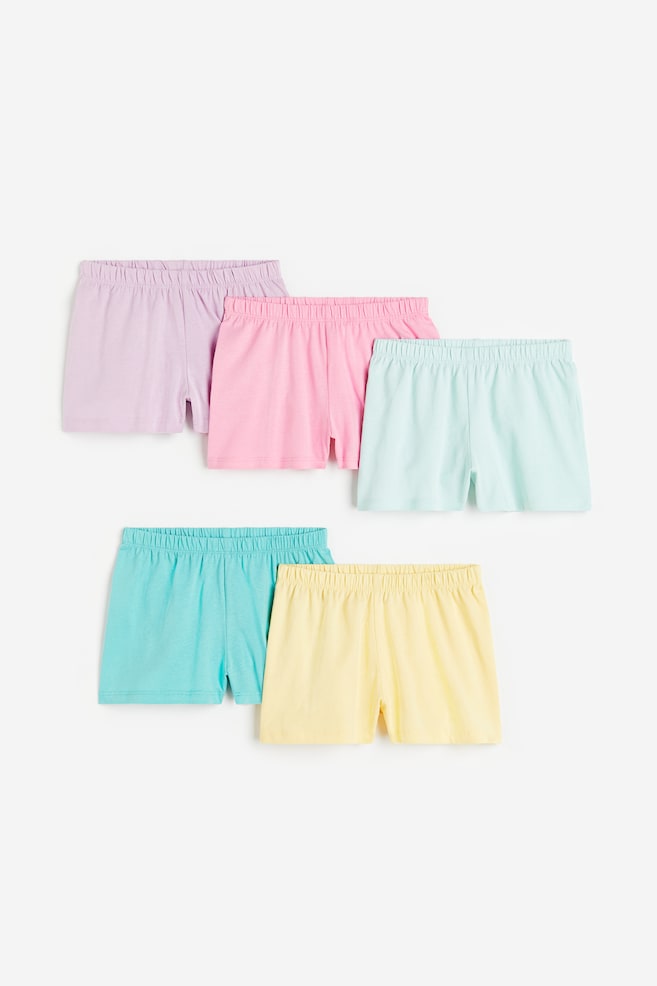 Shorts in cotone, 5 pz - Viola chiaro/giallo chiaro/Rosa antico/rosa chiaro - 1