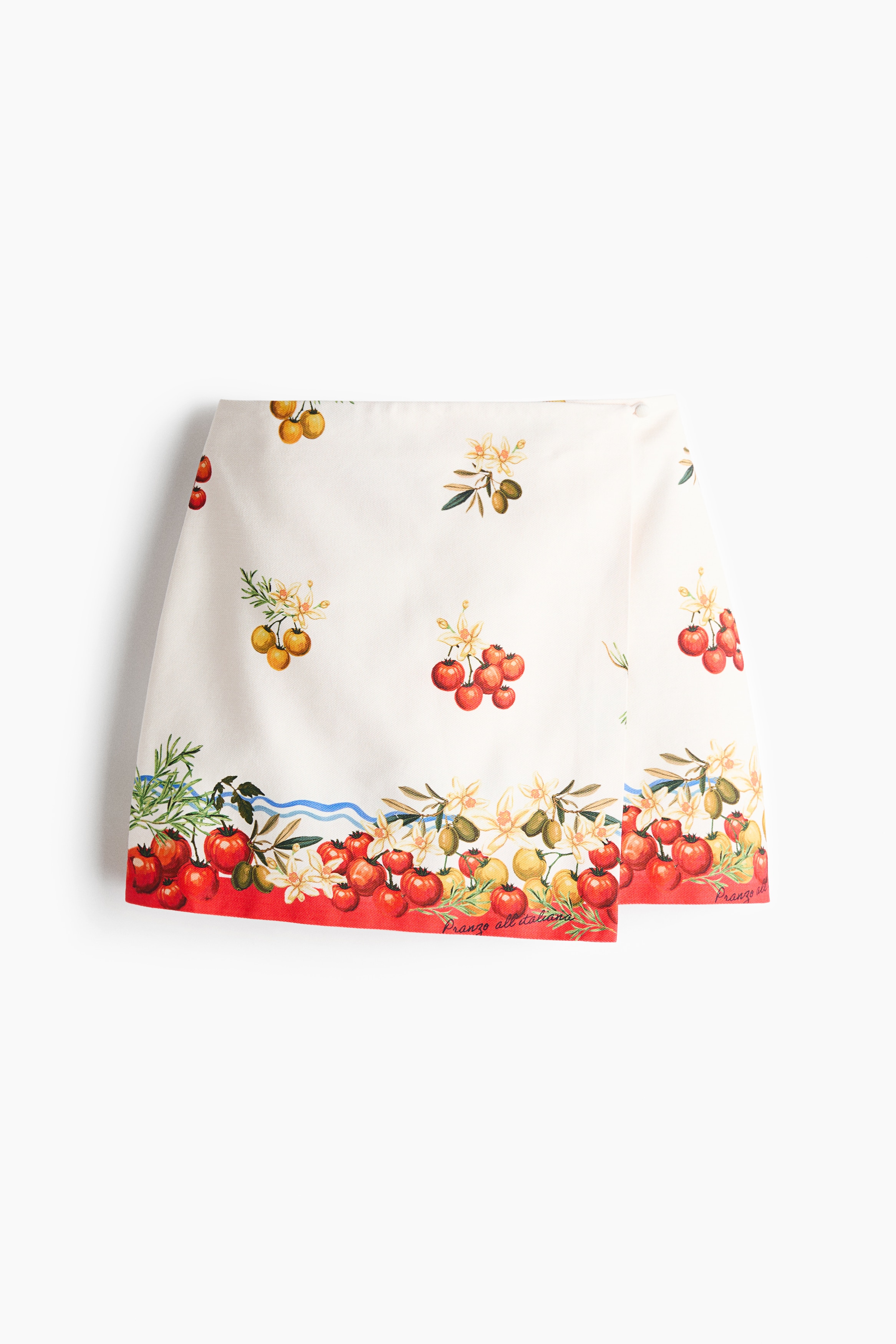 Cotton wrap skirt - Cream/Tomatoes