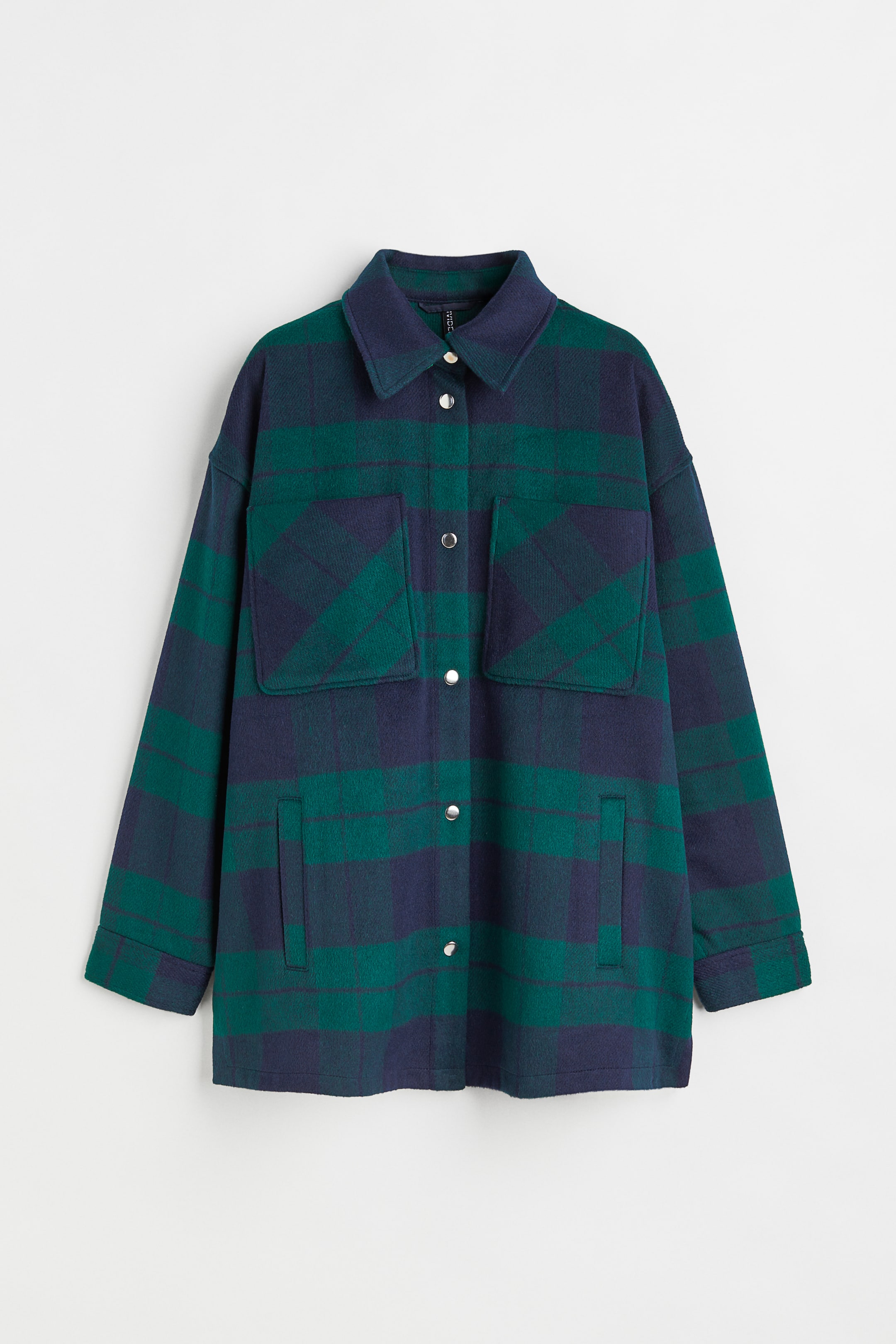 Xem ảnh lớn hơn: Áo sơ mi khoác dệt thoi hoa văn - Màu xanh lá đậm/Kẻ ca rô - Ladies | H&M VN 1