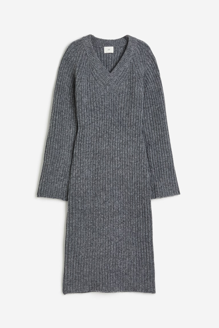 rib knit dress h&m grey Women's marl Rib-knit Womens dresses