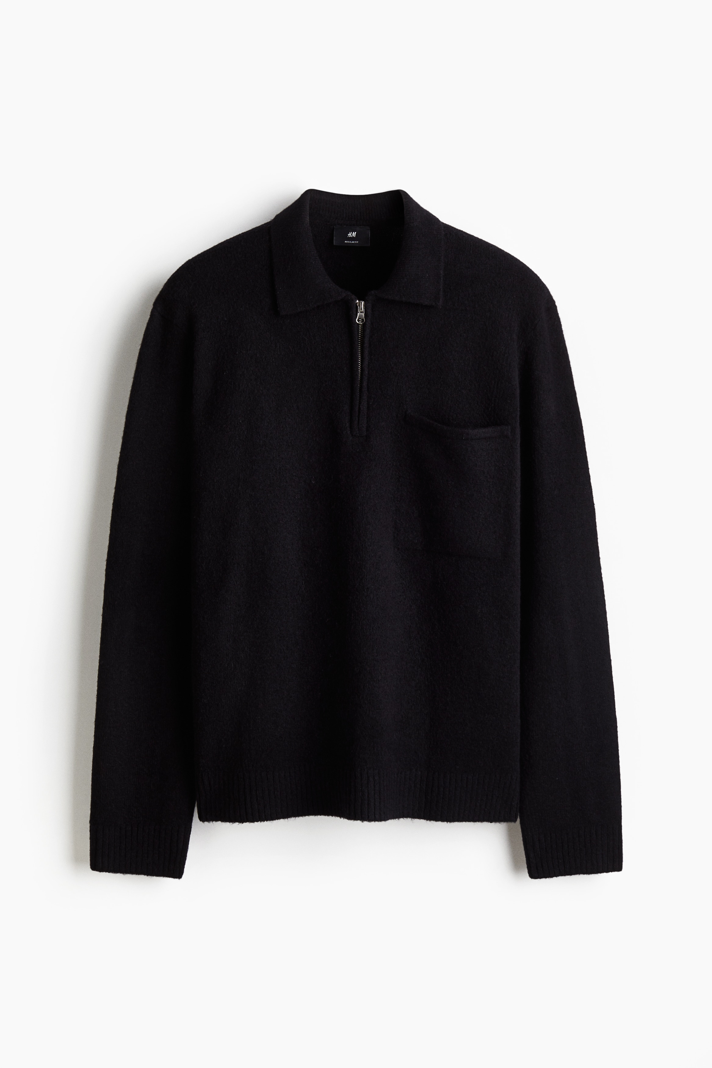 HYSFORM ハーフジップセーター 黒 レギュラーフィット ハーフジップセーター - ブラック - Men | H&M JP