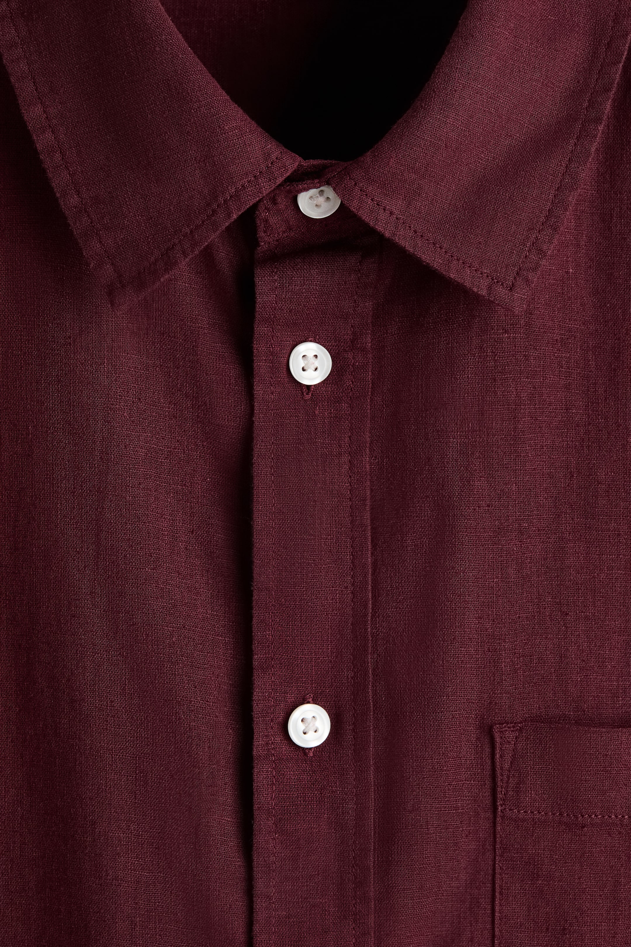 View larger image: Regular Fit Linen-blend shirt - Burgundy - Men | H&M IN 6