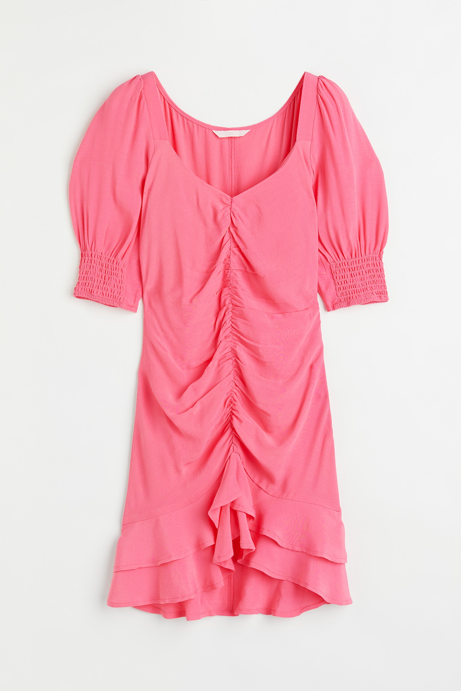 Puff Sleeve Dress - Pink - 1