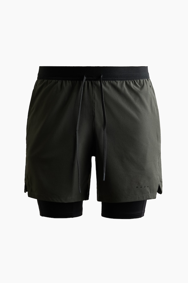 Double-Layered Sports Shorts with DryMove™ - Dark olive/black/Black/Dusty green/Dark gray/Brown/Lead gray/black/Beige/black/Dusty gray - 1