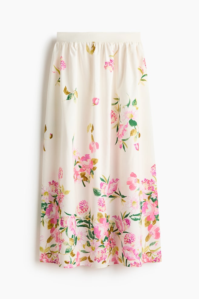 Cotton A-Line Skirt - Cream/floral - 1