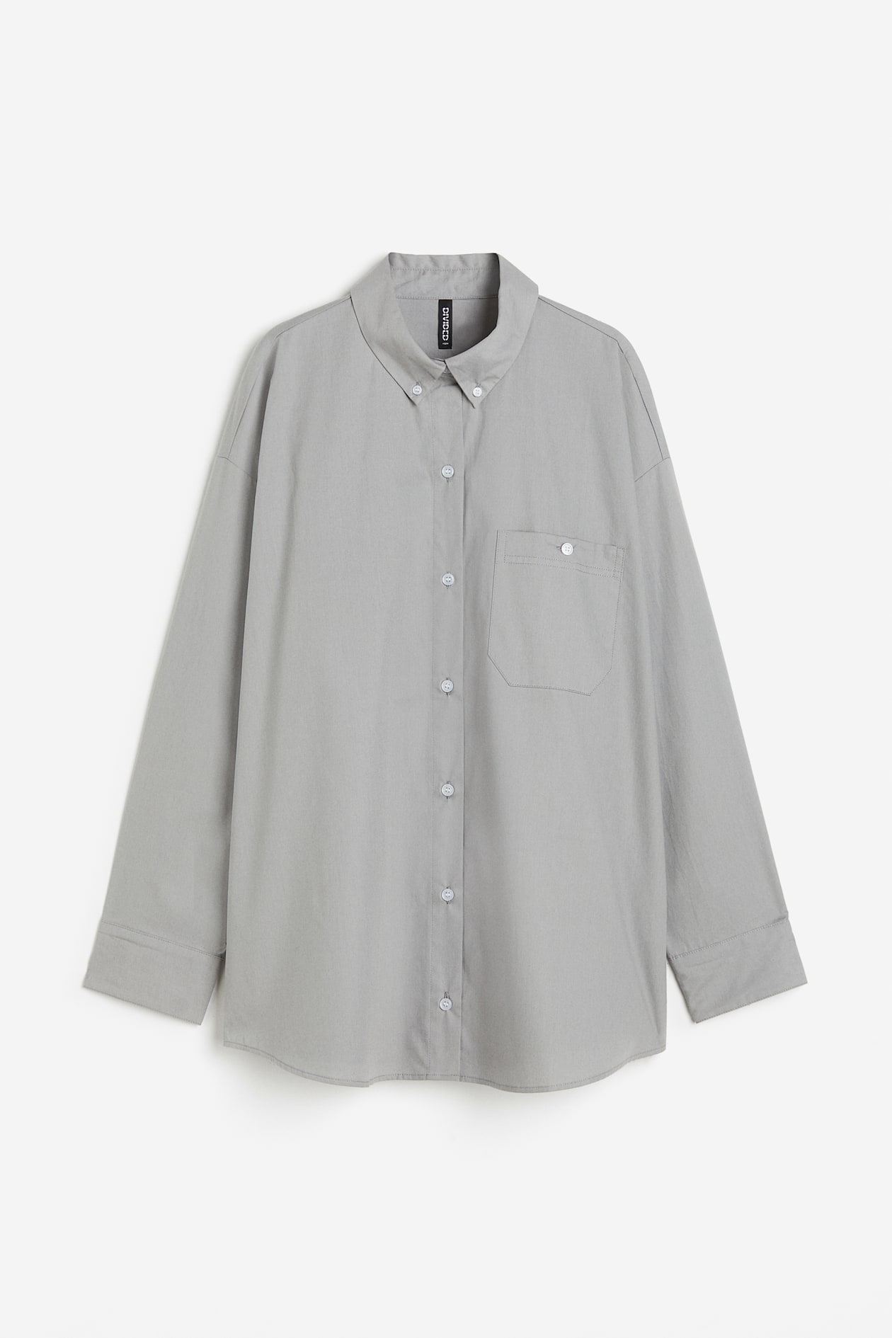 Oversized Poplin Shirt - Long sleeve - Long - Gray - Ladies | H&M US