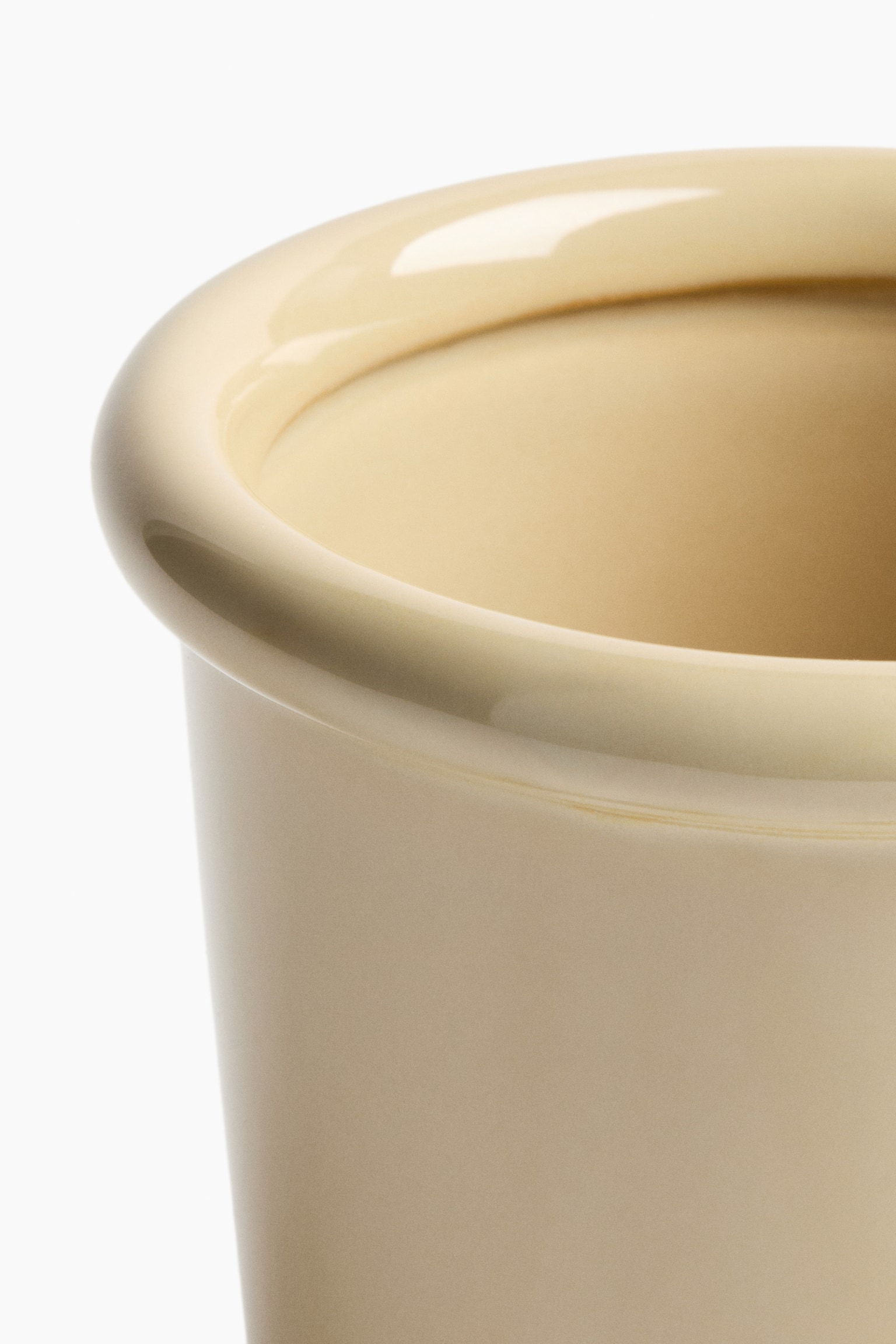 Extra-small stoneware plant pot with saucer - Light yellow/White/Light green/Dark brown - 2