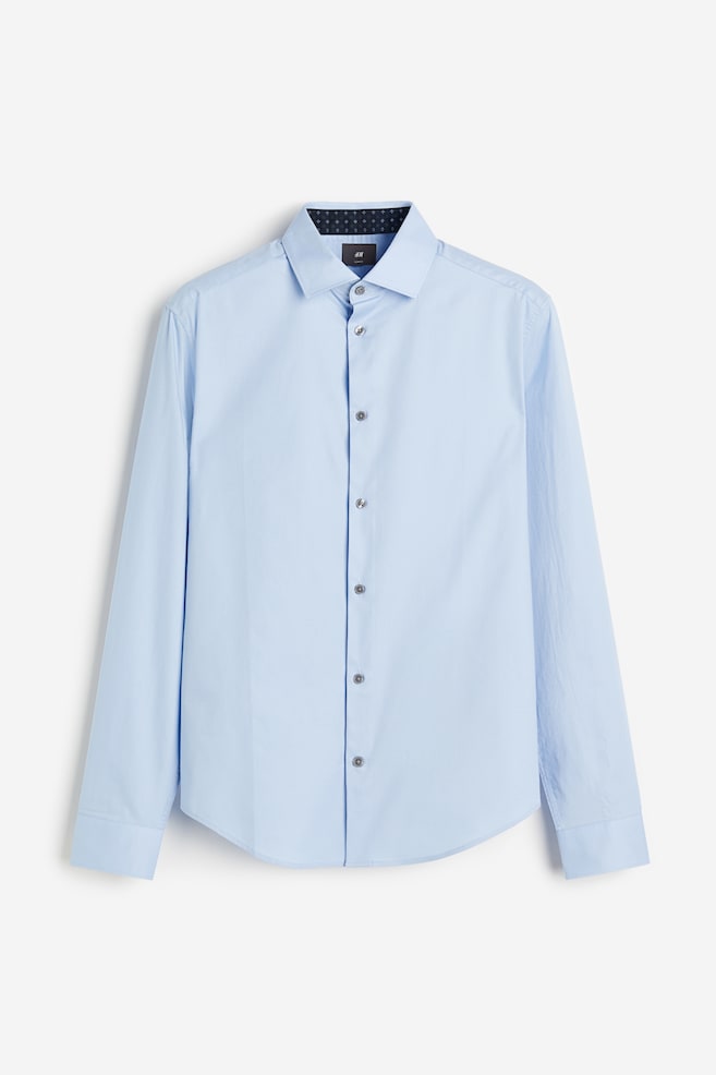 Skjorte i premium cotton Slim Fit - Lyseblå/Hvid/Sort - 2