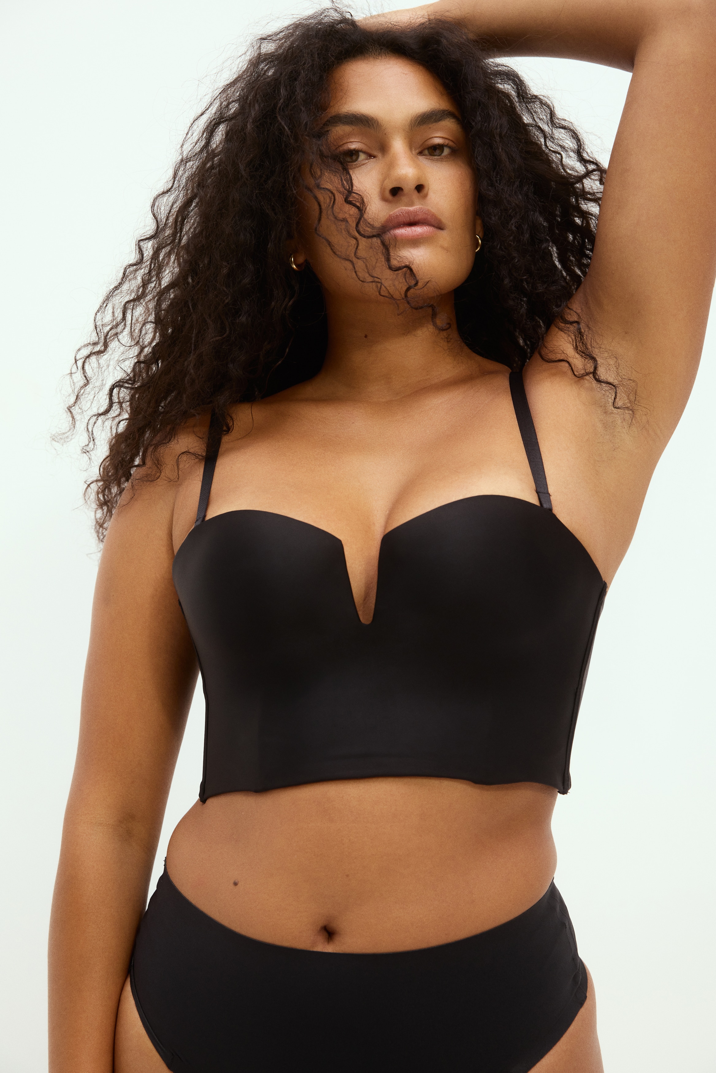 Padded-cup microfibre bustier