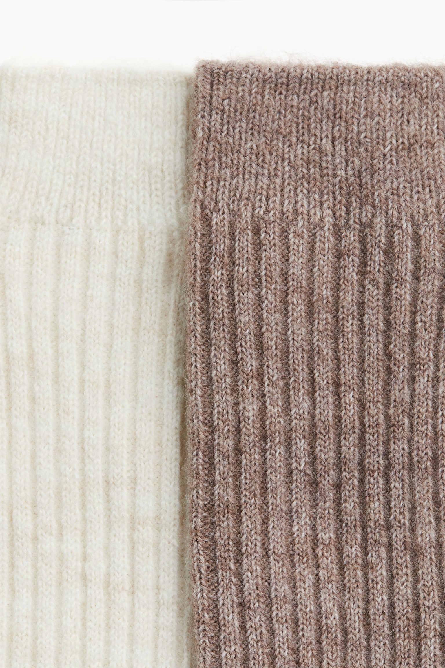 2-pack wool-blend socks - Dark beige marl/Light beige/Dark grey marl/Black/Dark brown/Light beige - 3