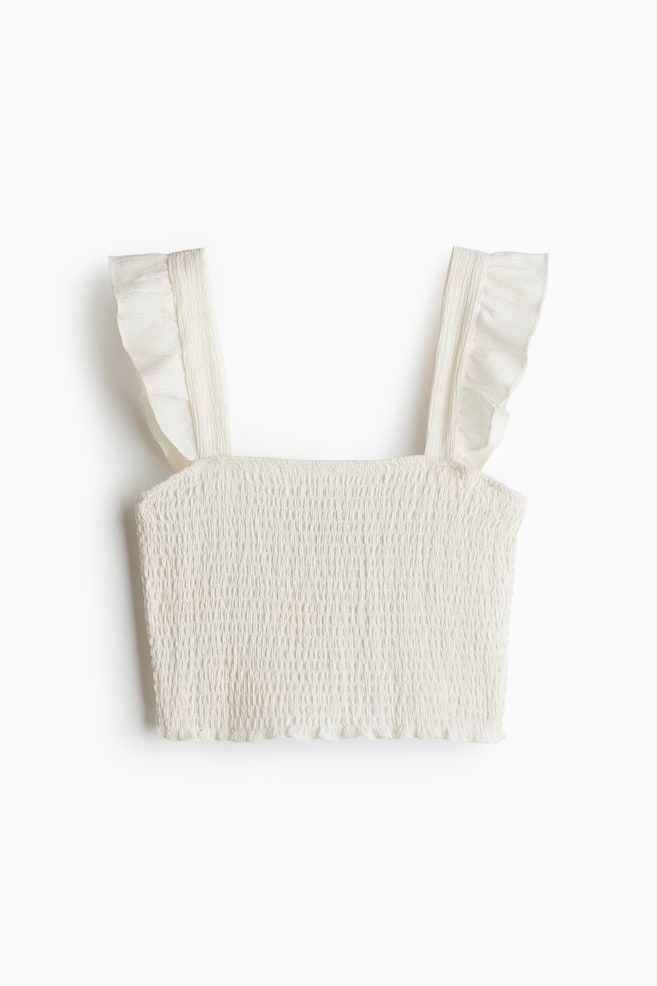 Smocked Crop Top - White/Black/Dark pink/patterned - 1