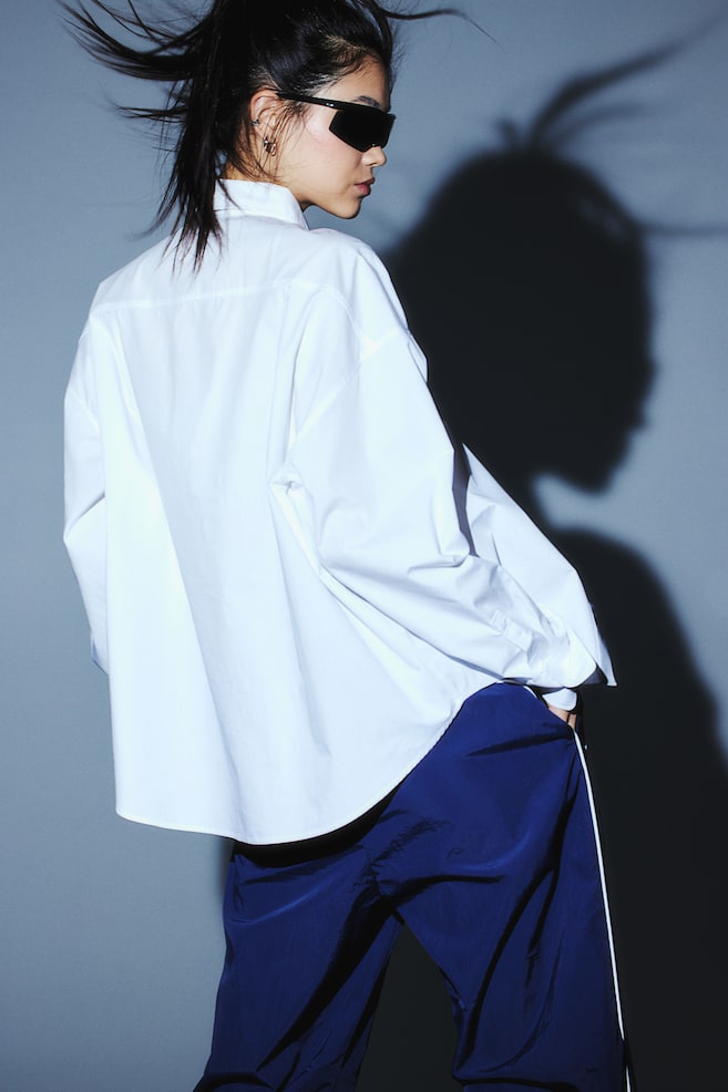 Camicia oversize in cotone - Bianco - 4