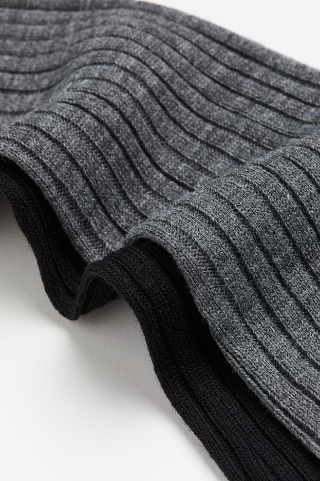 2-pack rib-knit leg warmers - Black/Dark grey marl - 2
