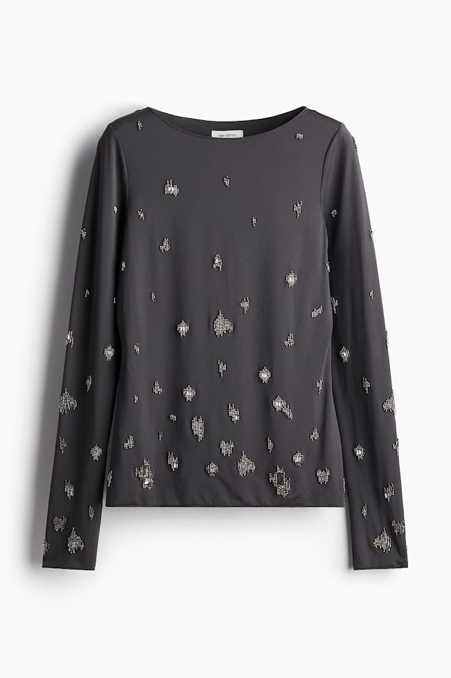 Bead-embellished top - Dark grey/Dark green - 1