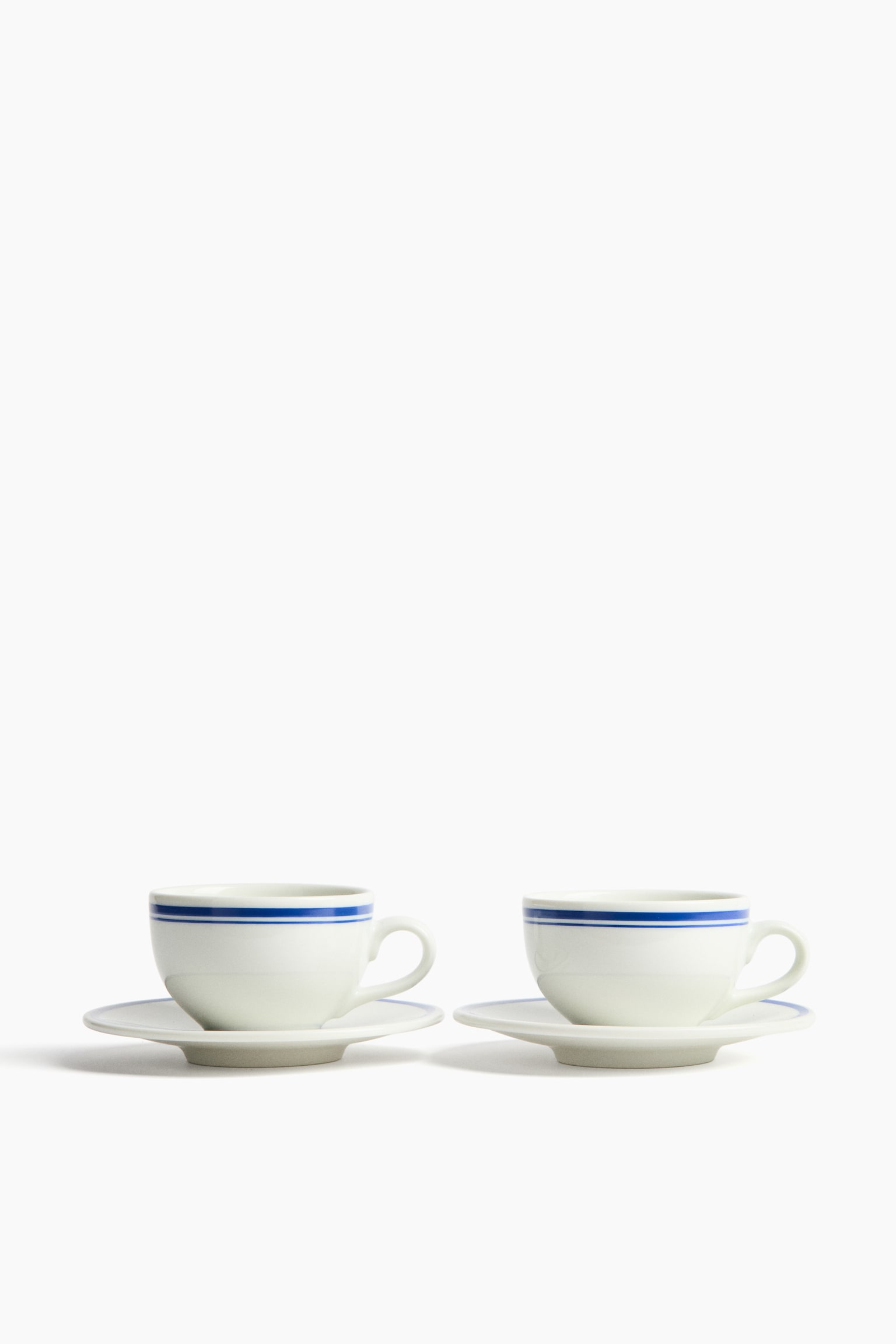 カプチーノカップ&ソーサー 2客セット - ホワイト／ブルー