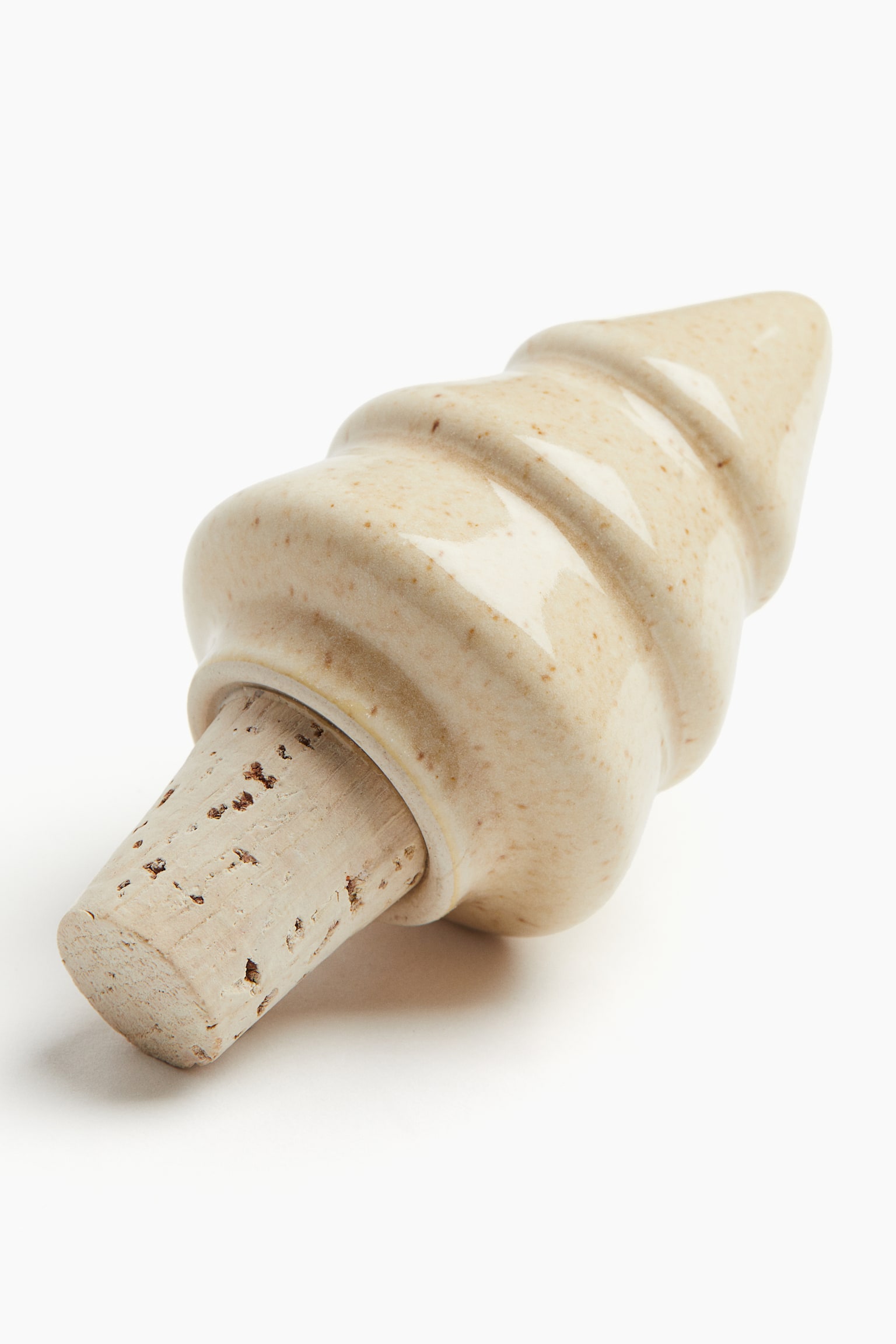 Stoneware and cork bottle stopper - Light beige - 2