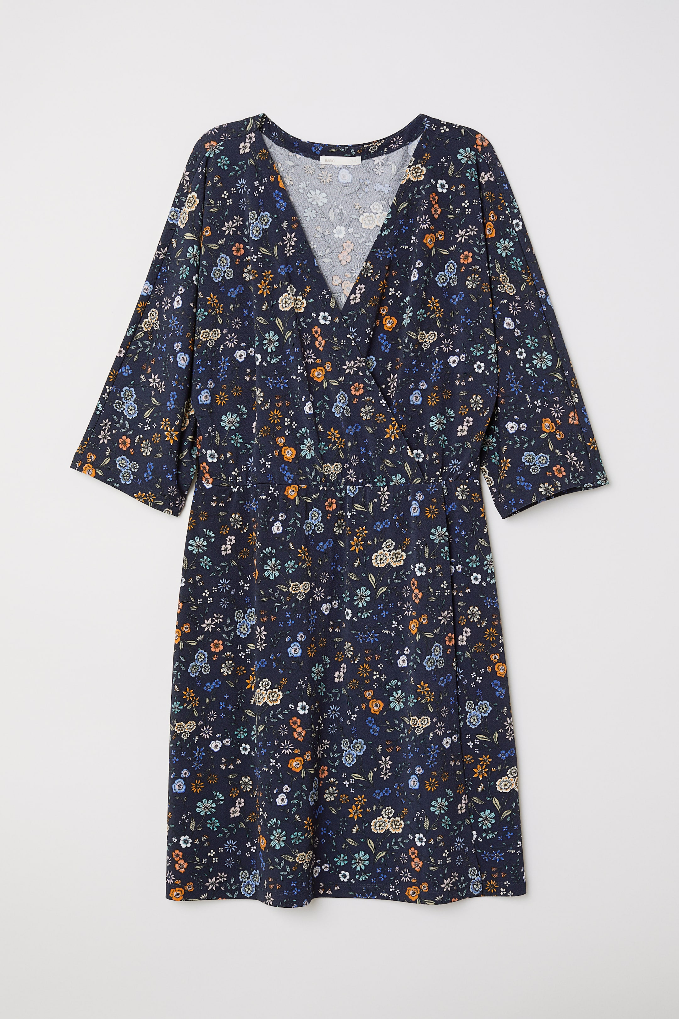 View larger image: Jersey wrap dress - Dark blue/Floral - Ladies | H&M 1