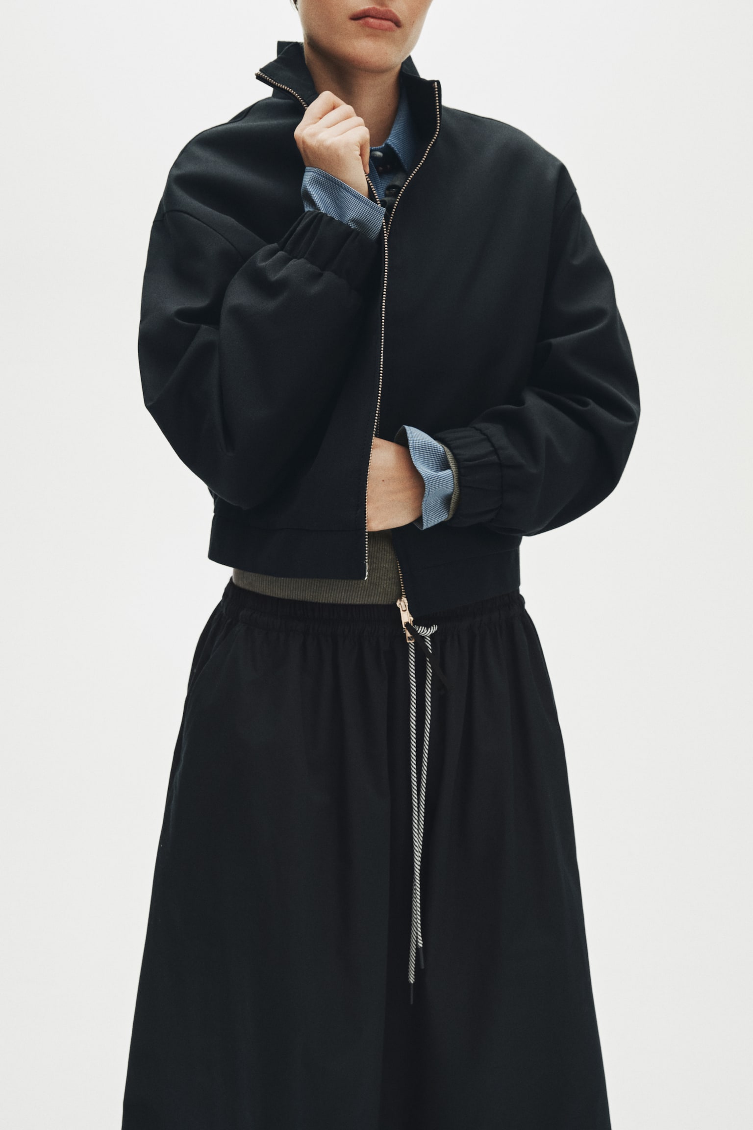 Cotton drawstring skirt - Navy blue - 3