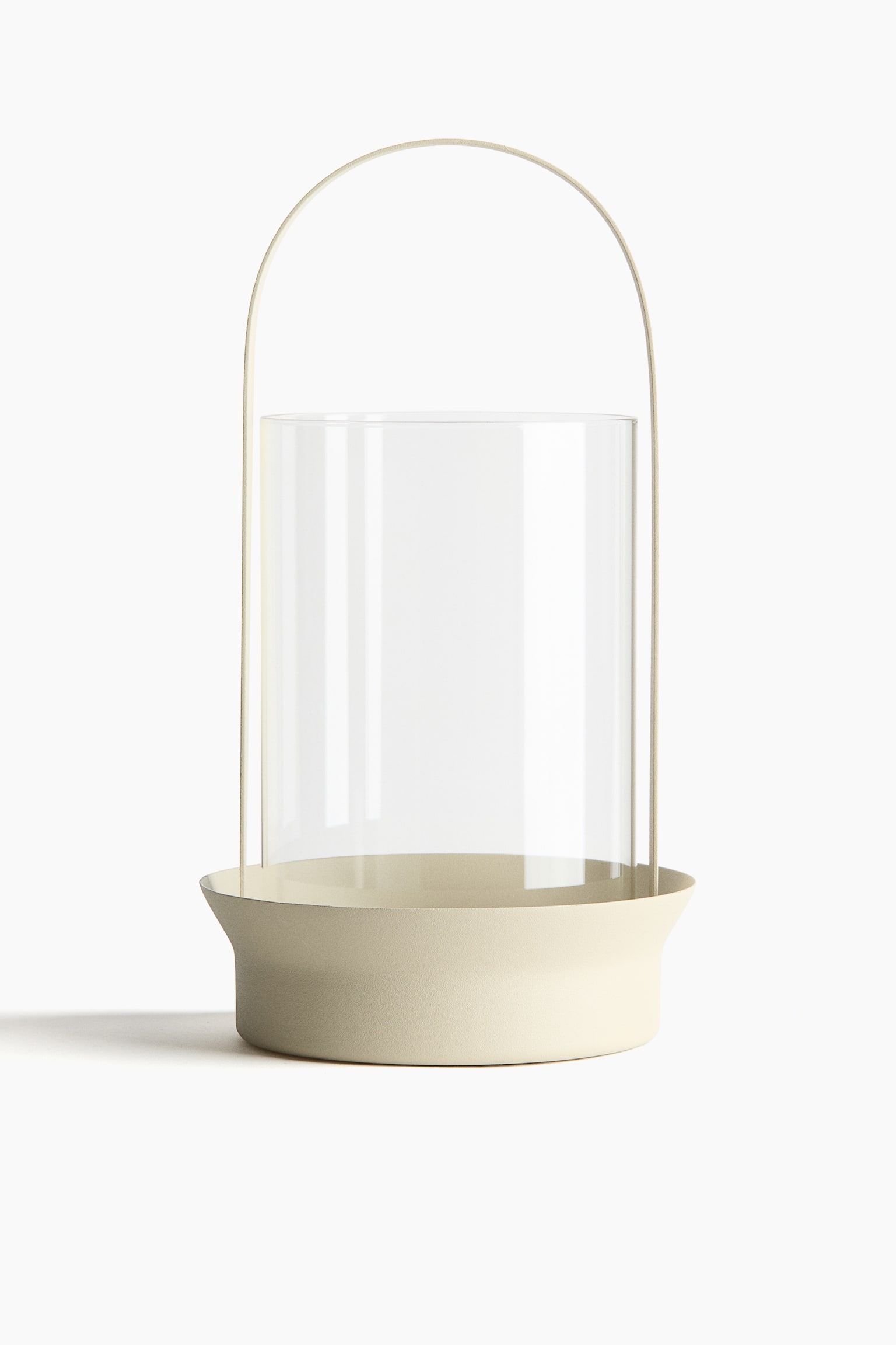 Large glass lantern - Light beige/Black