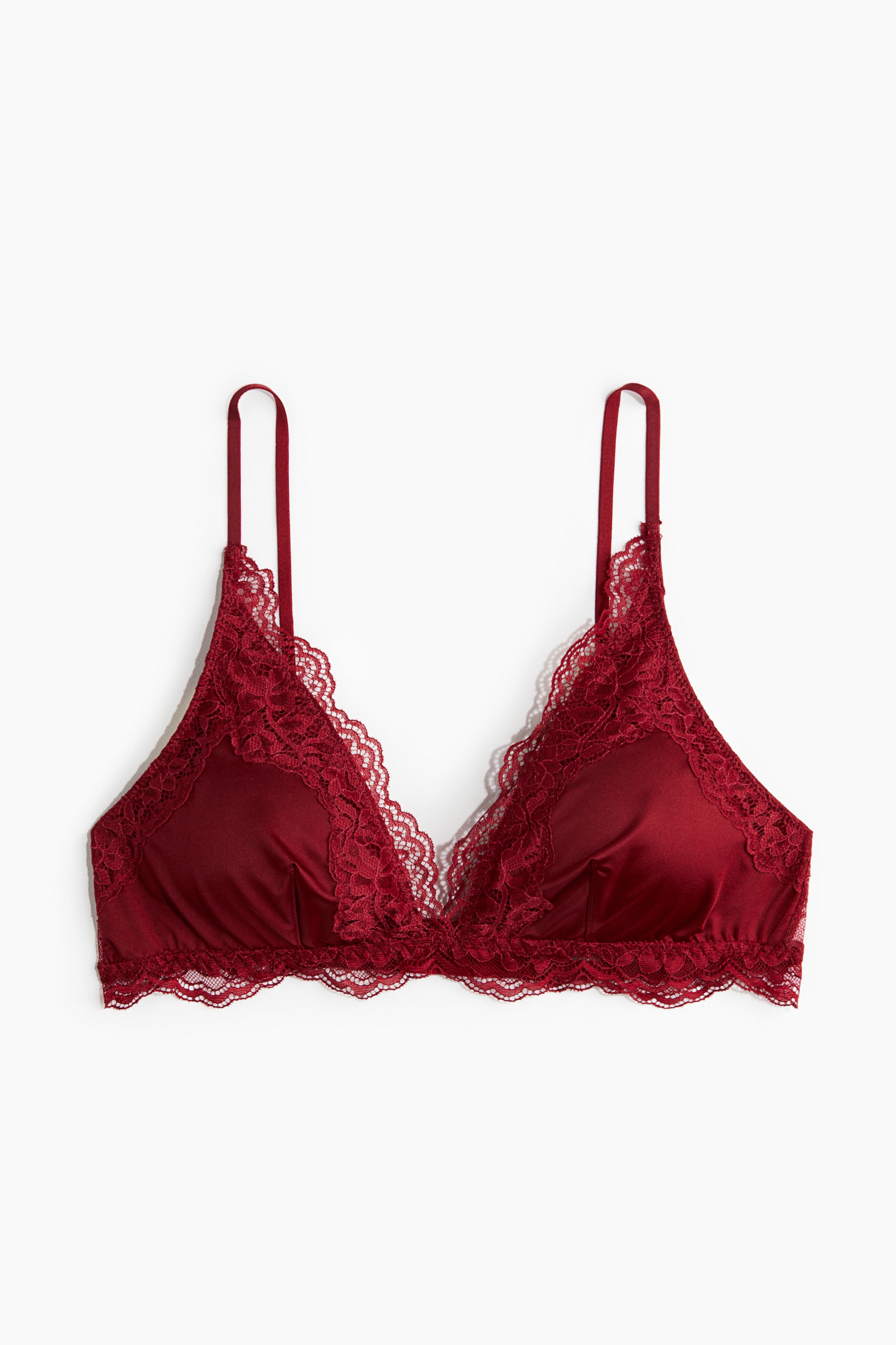 Reggiseno imbottito in morbida microfibra e pizzo - Rosso/Nero