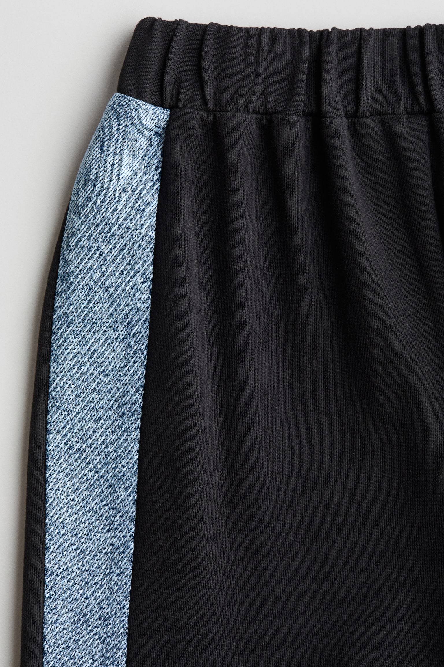 코튼 조거 팬츠 - 블랙/라이트 그레이 멜란지 - 4