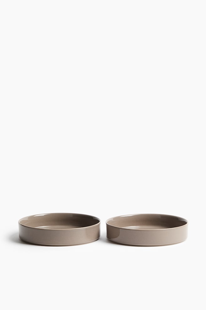 2-pack stoneware deep plates - Mole/White/Brown/Dusty blue - 1