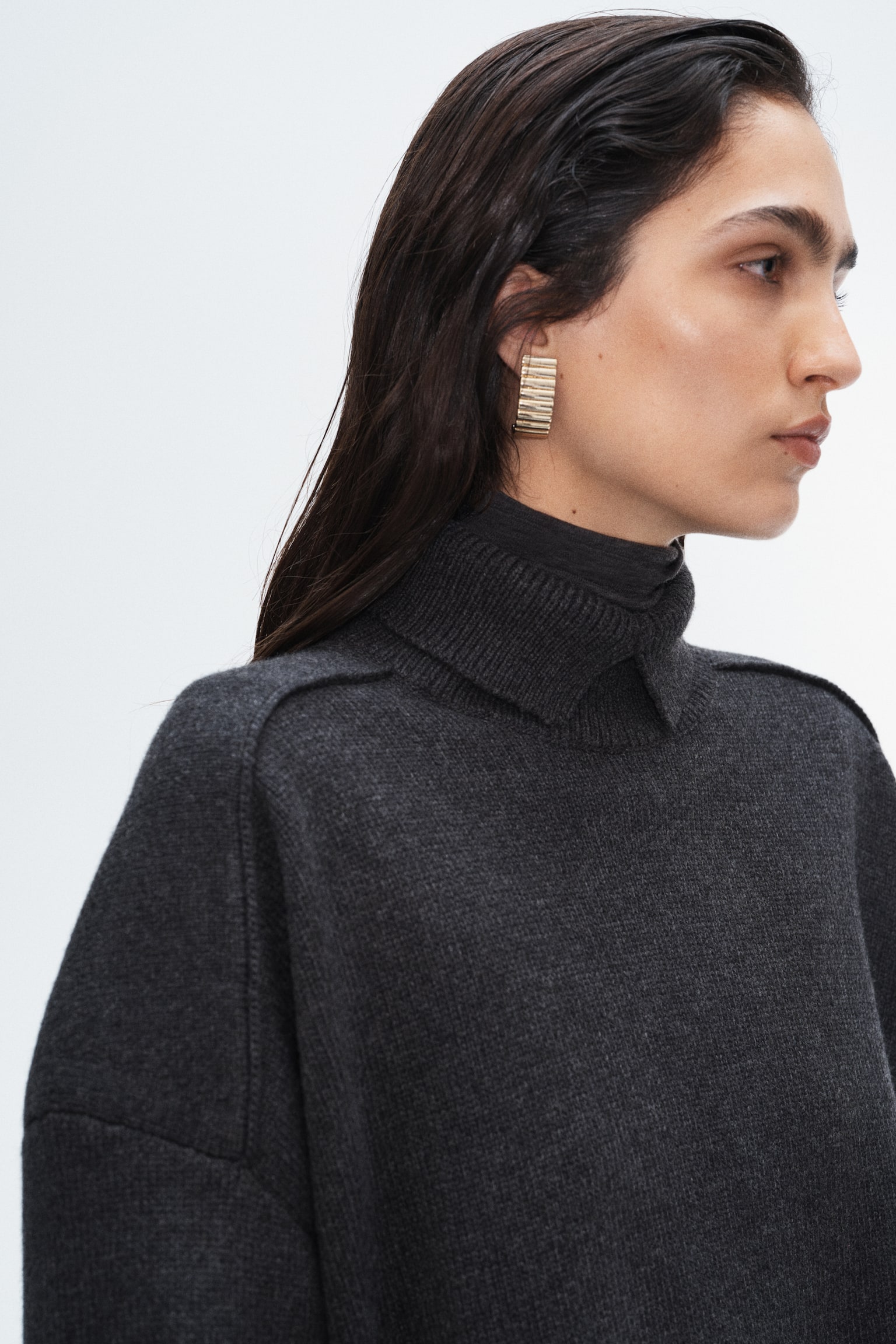 Женский свитер H&M Cashmere-Blend Turtleneck, цвет: Чёрный — фото 3