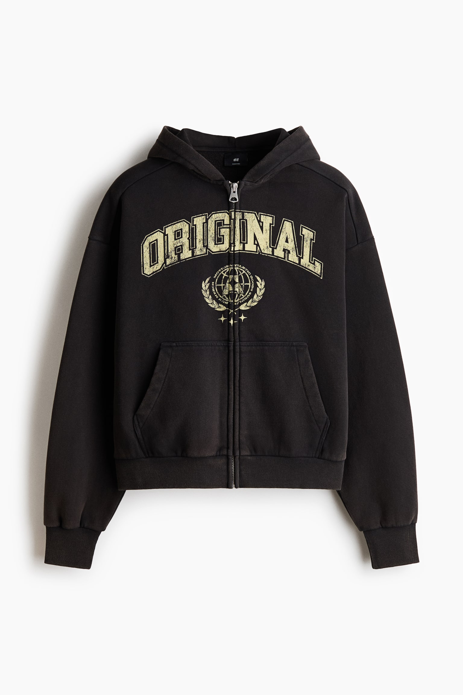 Oversized Fit Printed zip-through hoodie - Black/Original - 1