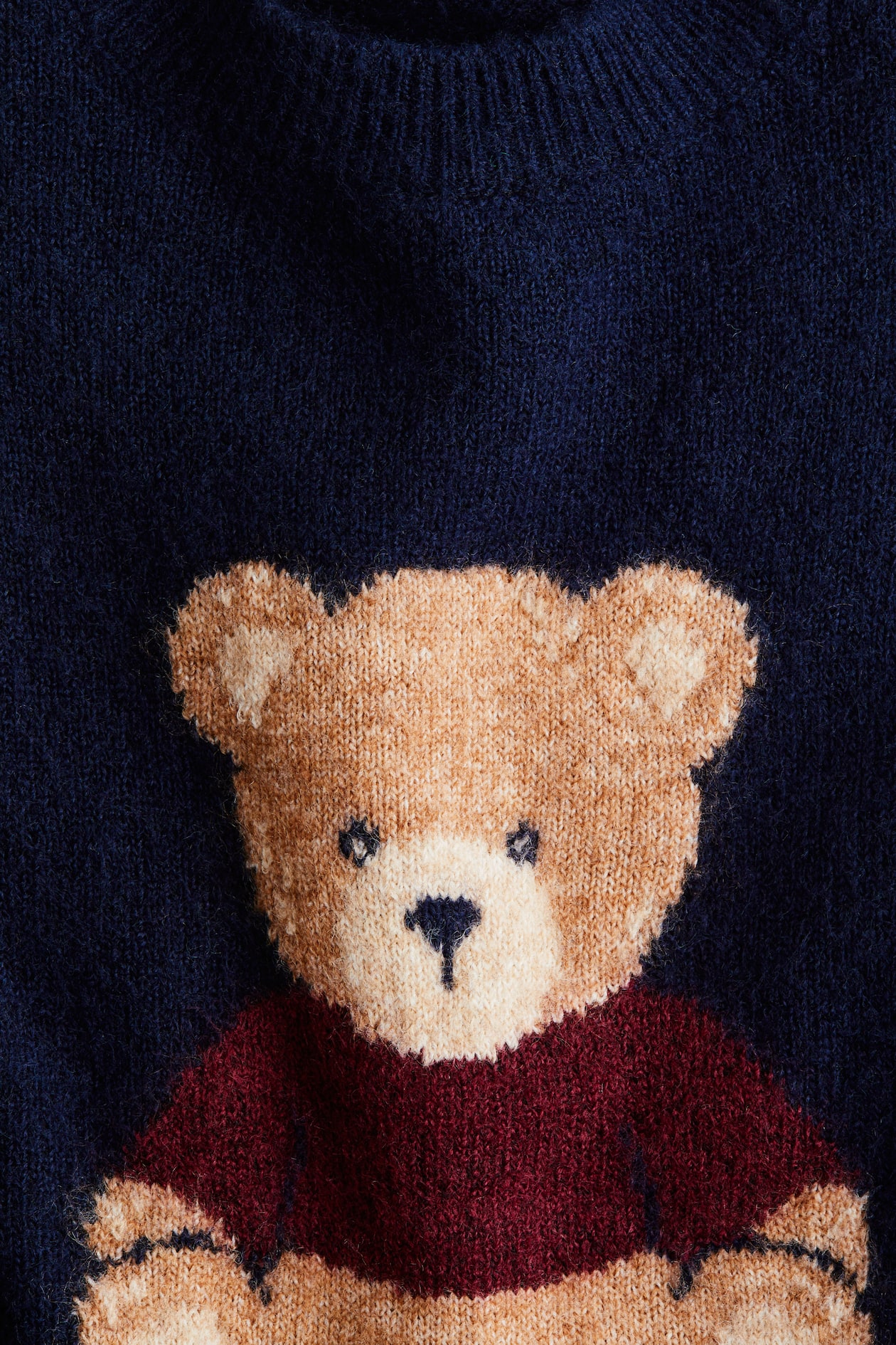 Fine-Knit Teddy Print Pullover
