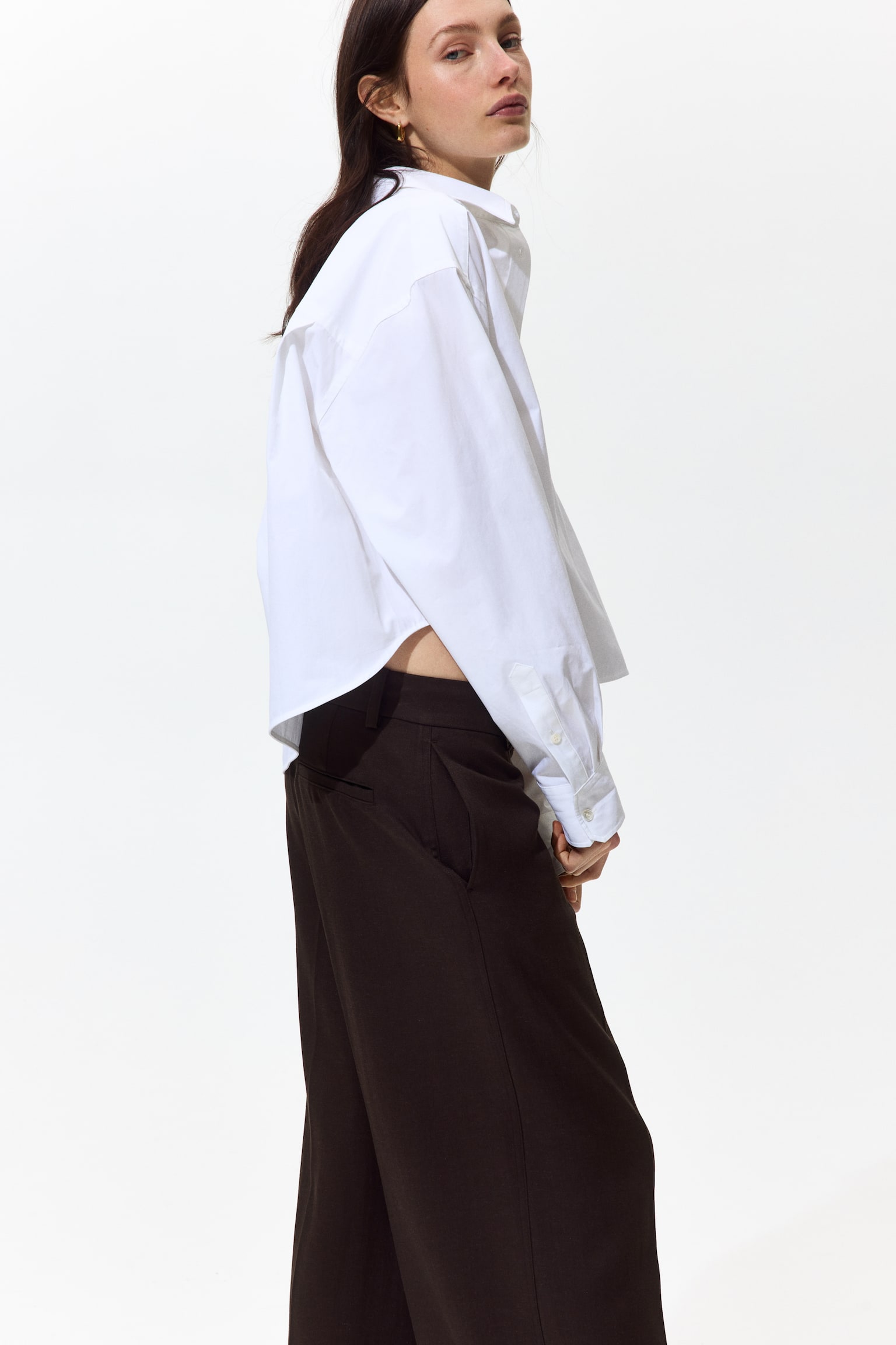 מכנסיים רחבים מתערובת פשתן - חום כהה/בז' בהיר/בורדו/טורקיז מאובק - 3