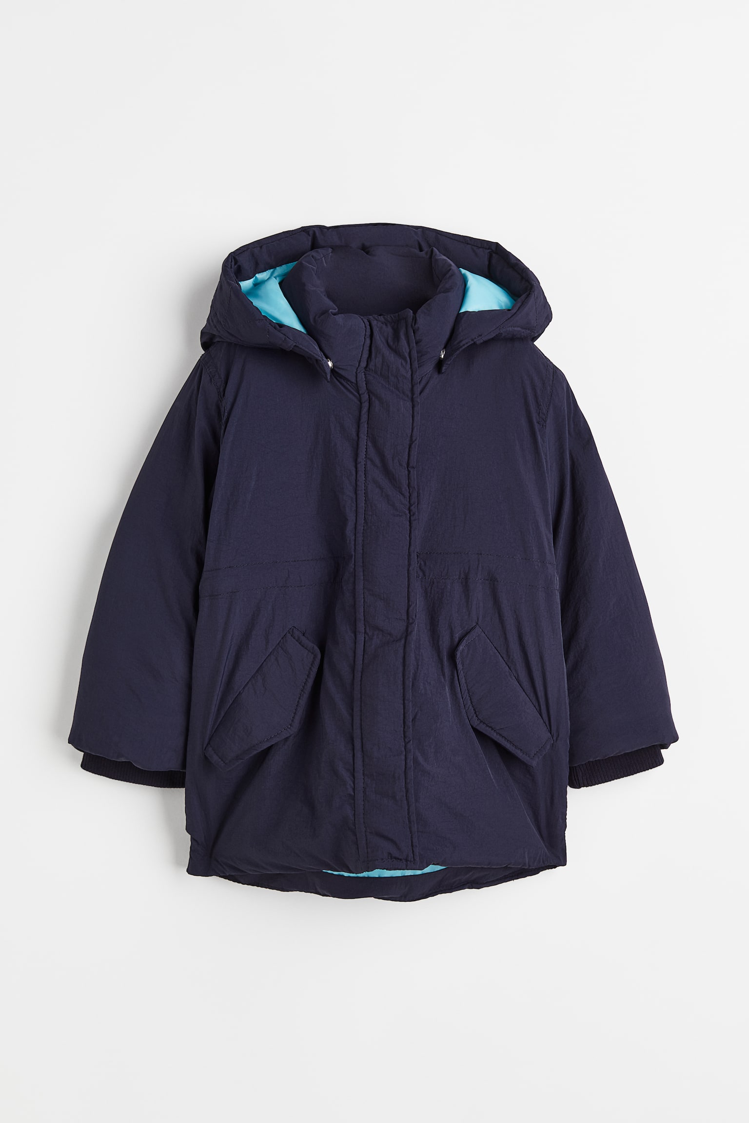 Padded nylon parka - Navy blue - 1