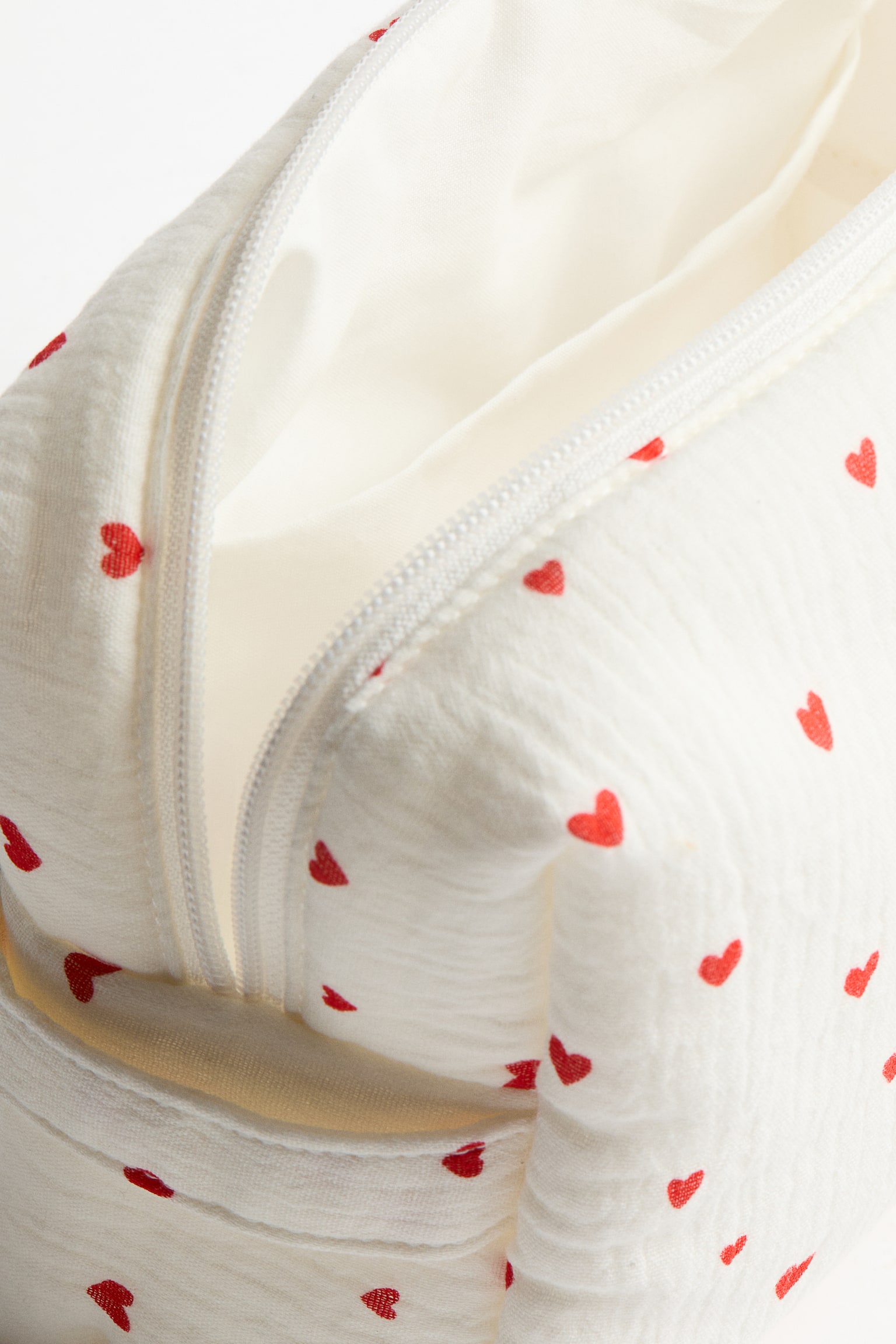 Cotton muslin changing bag - White/Hearts - 3
