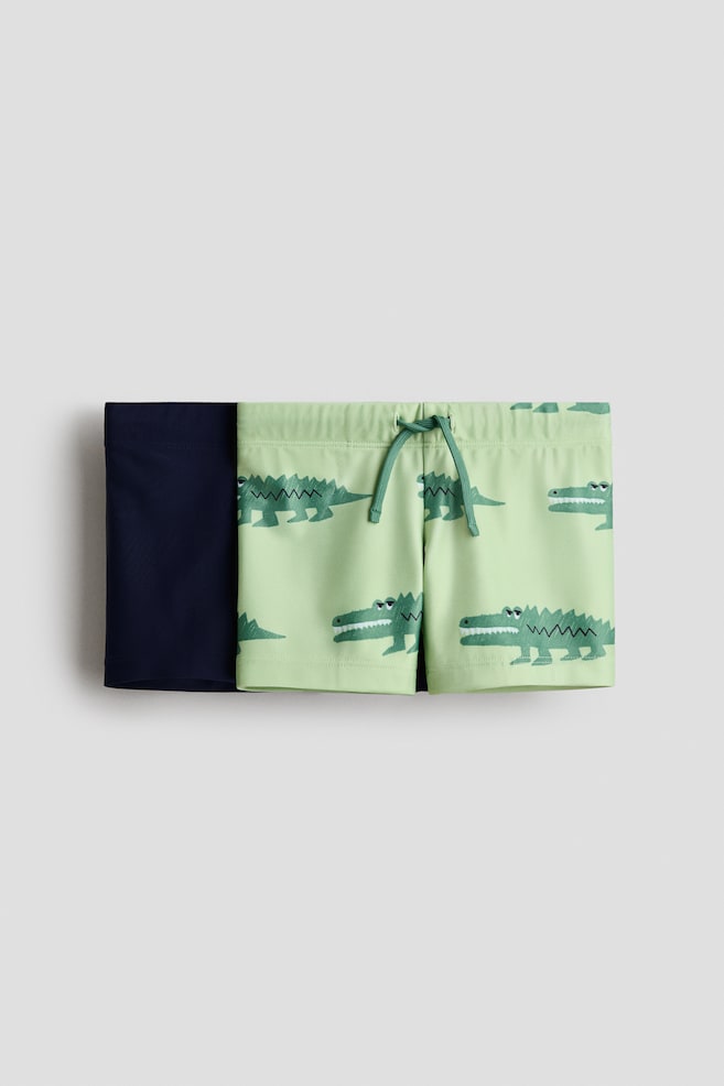 2-pack swimming trunks - Light green/crocodiles/Green/palm trees - 1