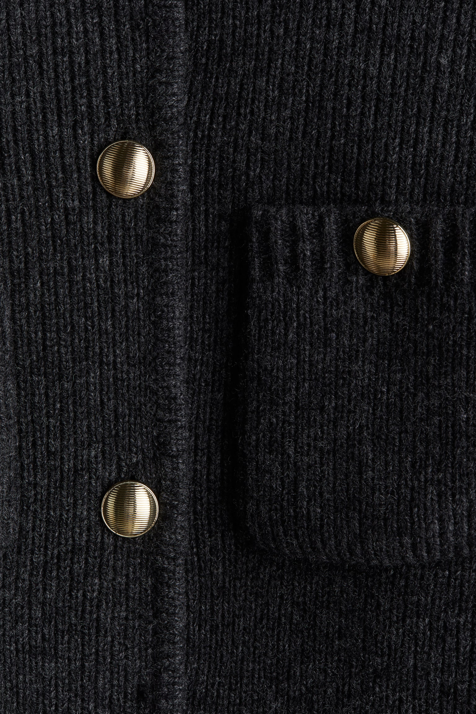 Rib-knit wool cardigan - Dark grey marl/Black - 3