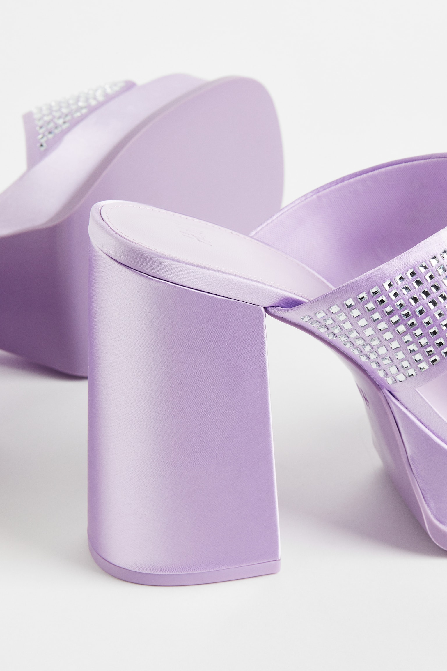 Rhinestone-embellished platform mules - Light purple - 3